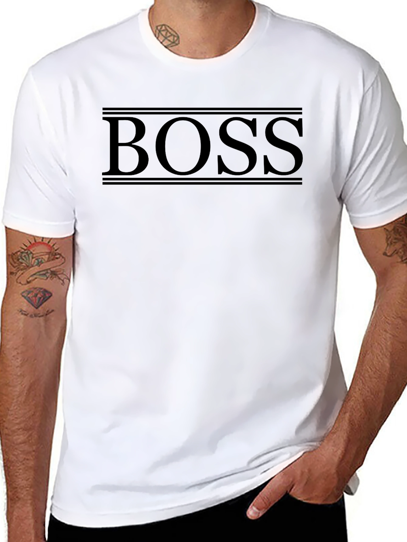 Black BOSS Graphic Print Mens T-Shirt