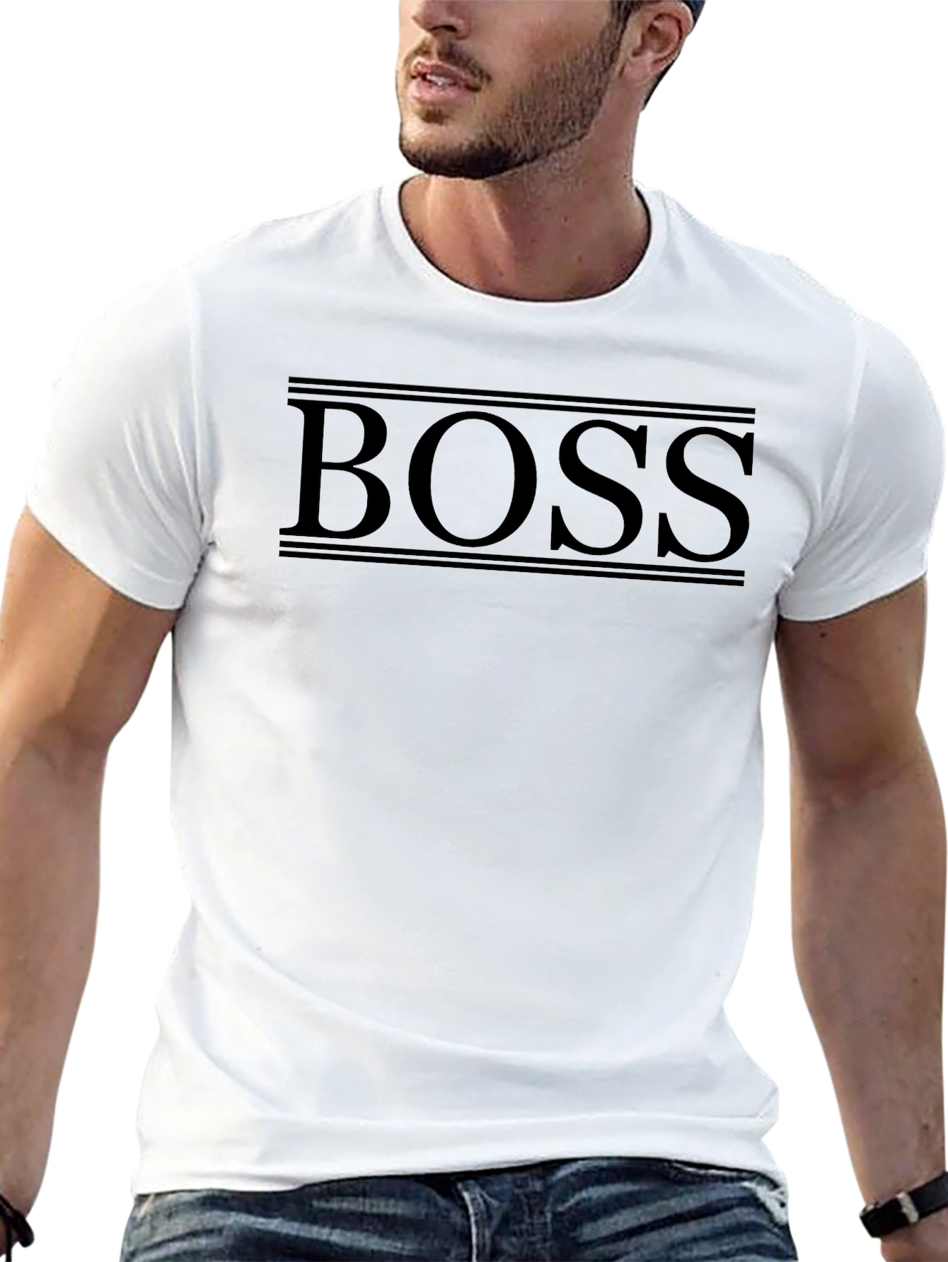 Black BOSS Graphic Print Mens T-Shirt