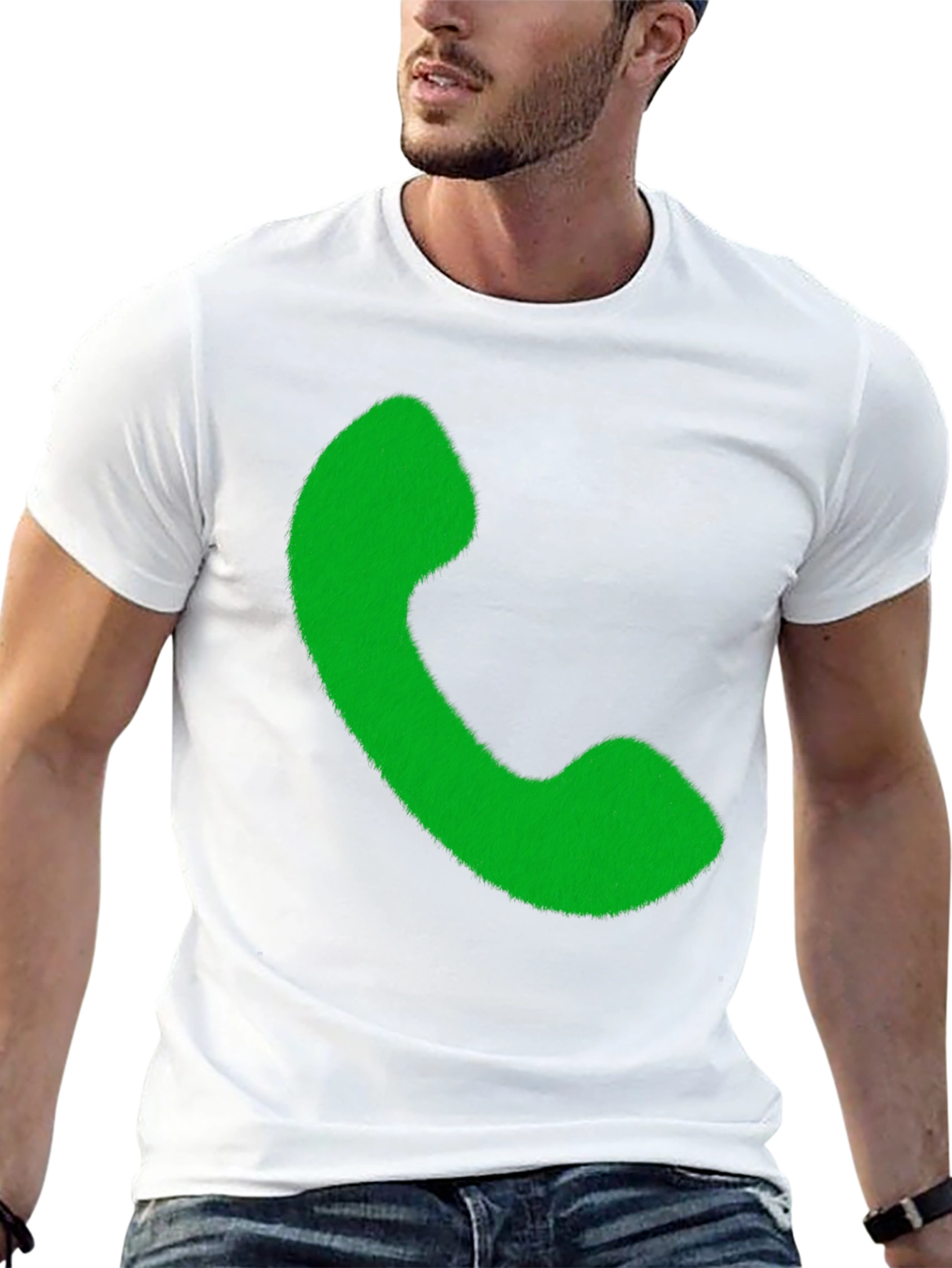Retro Phone Graphic Tee - Black Cotton T-Shirt