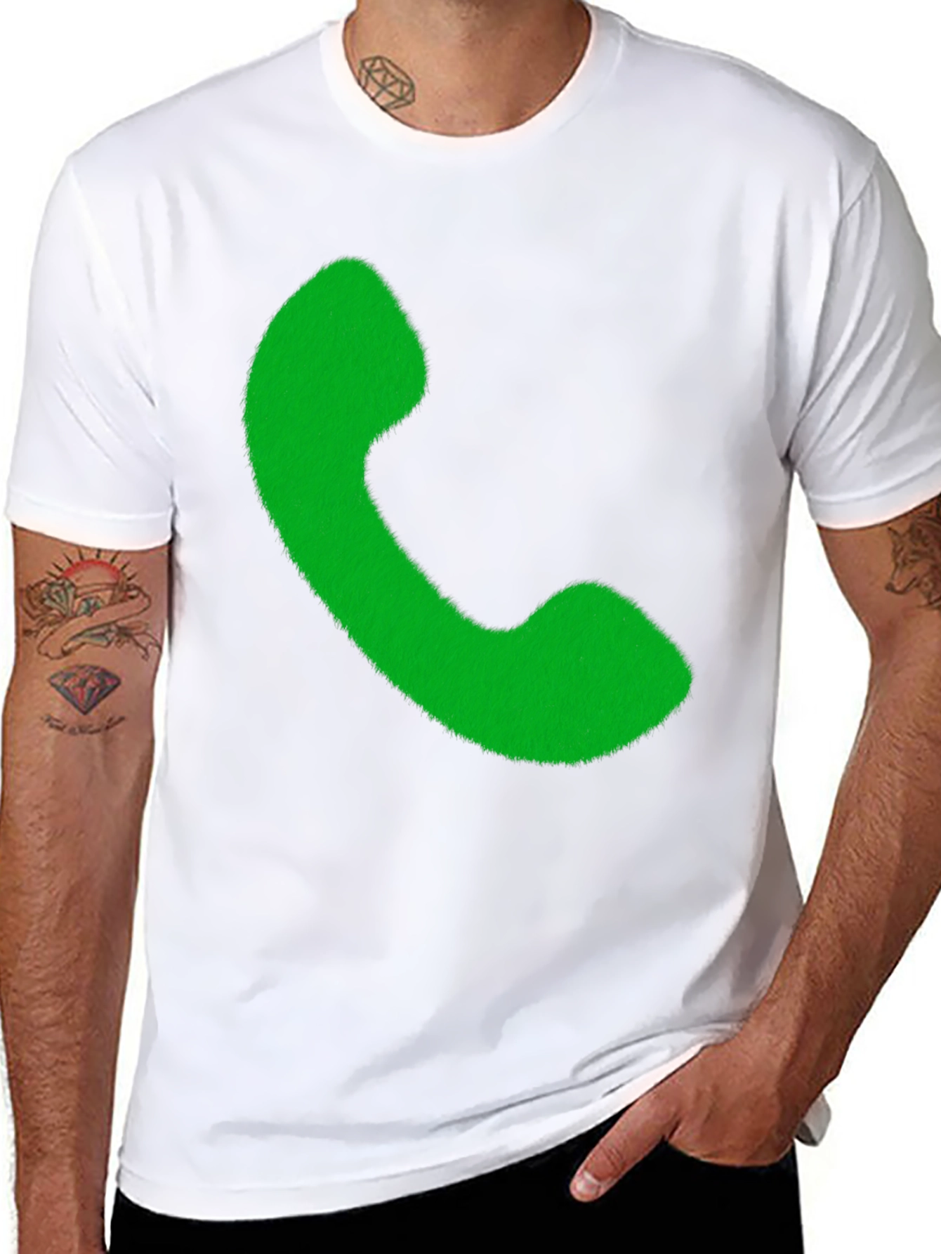 Retro Phone Graphic Tee - Black Cotton T-Shirt