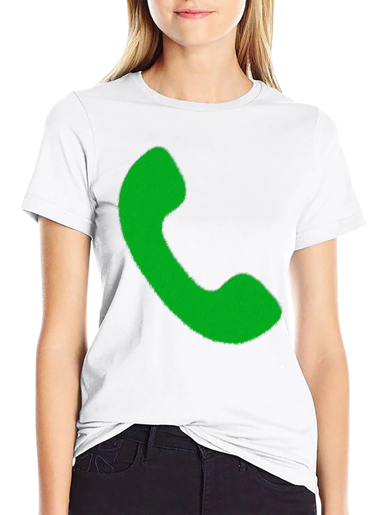 Retro Phone Graphic Tee - Black Cotton T-Shirt