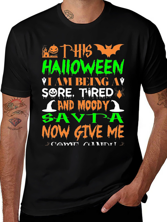 Funny Halloween Sore Tired Moody Savta Graphic T-Shirt