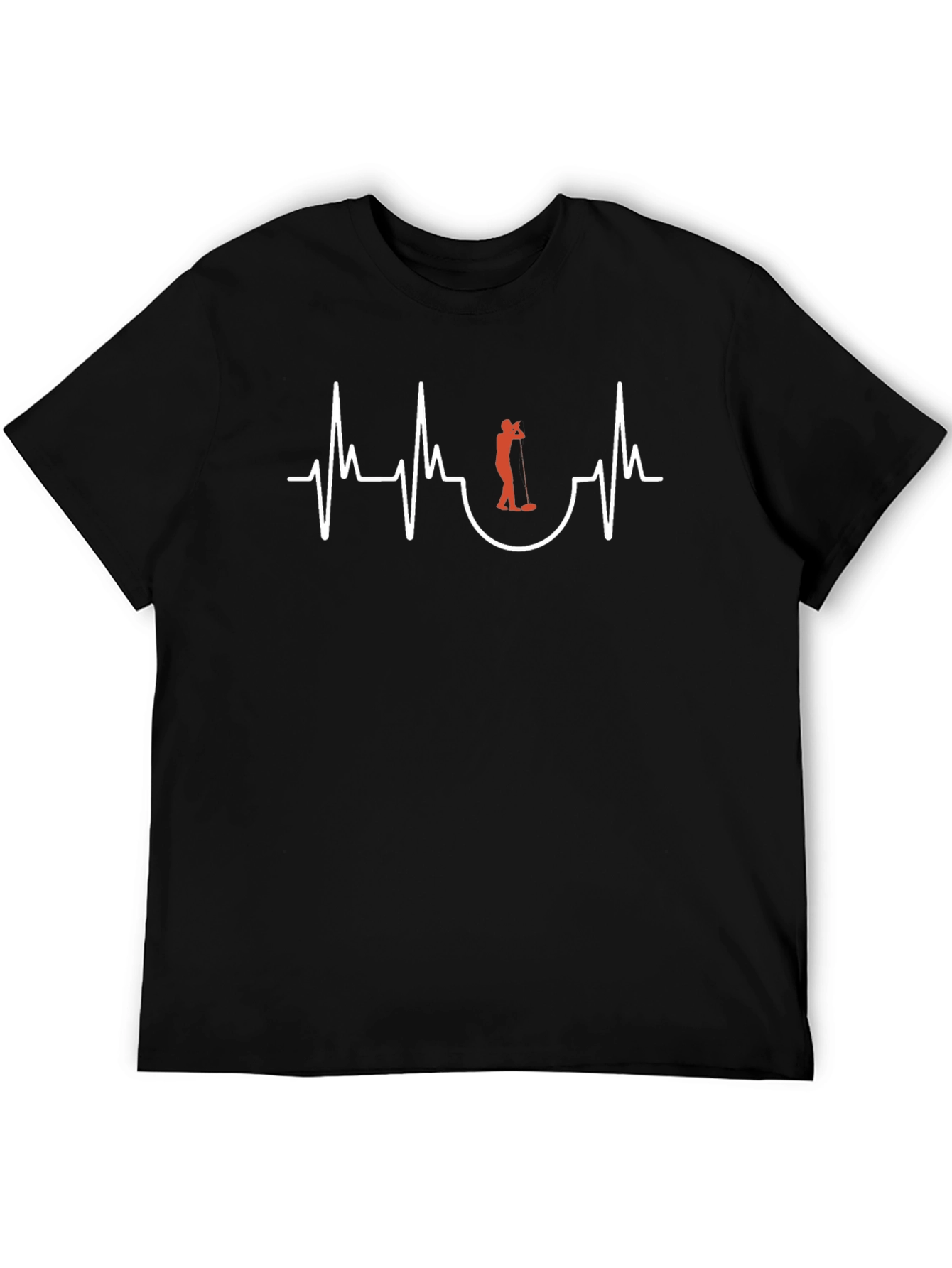 Golfer Heartbeat Black T-Shirt
