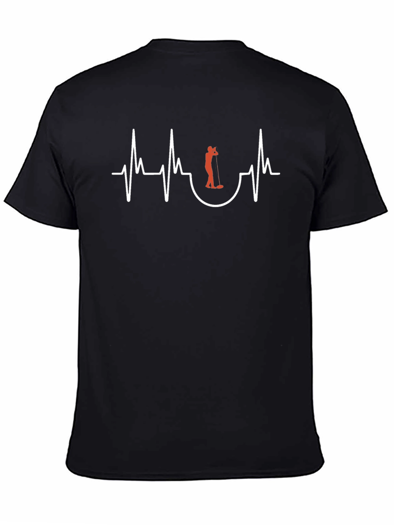 Golfer Heartbeat Black T-Shirt