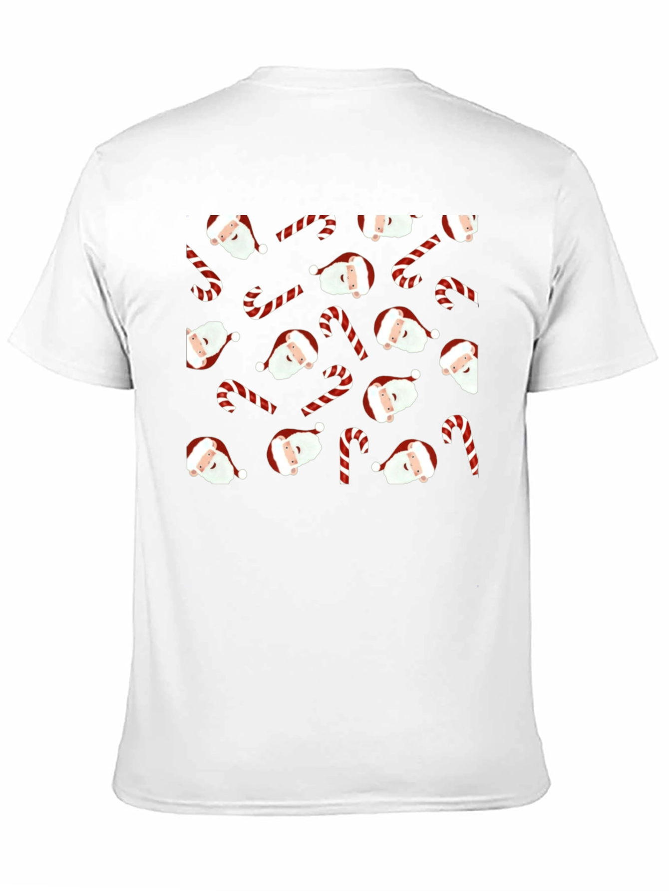 Festive Santa & Candy Cane Patterned Black T-Shirt