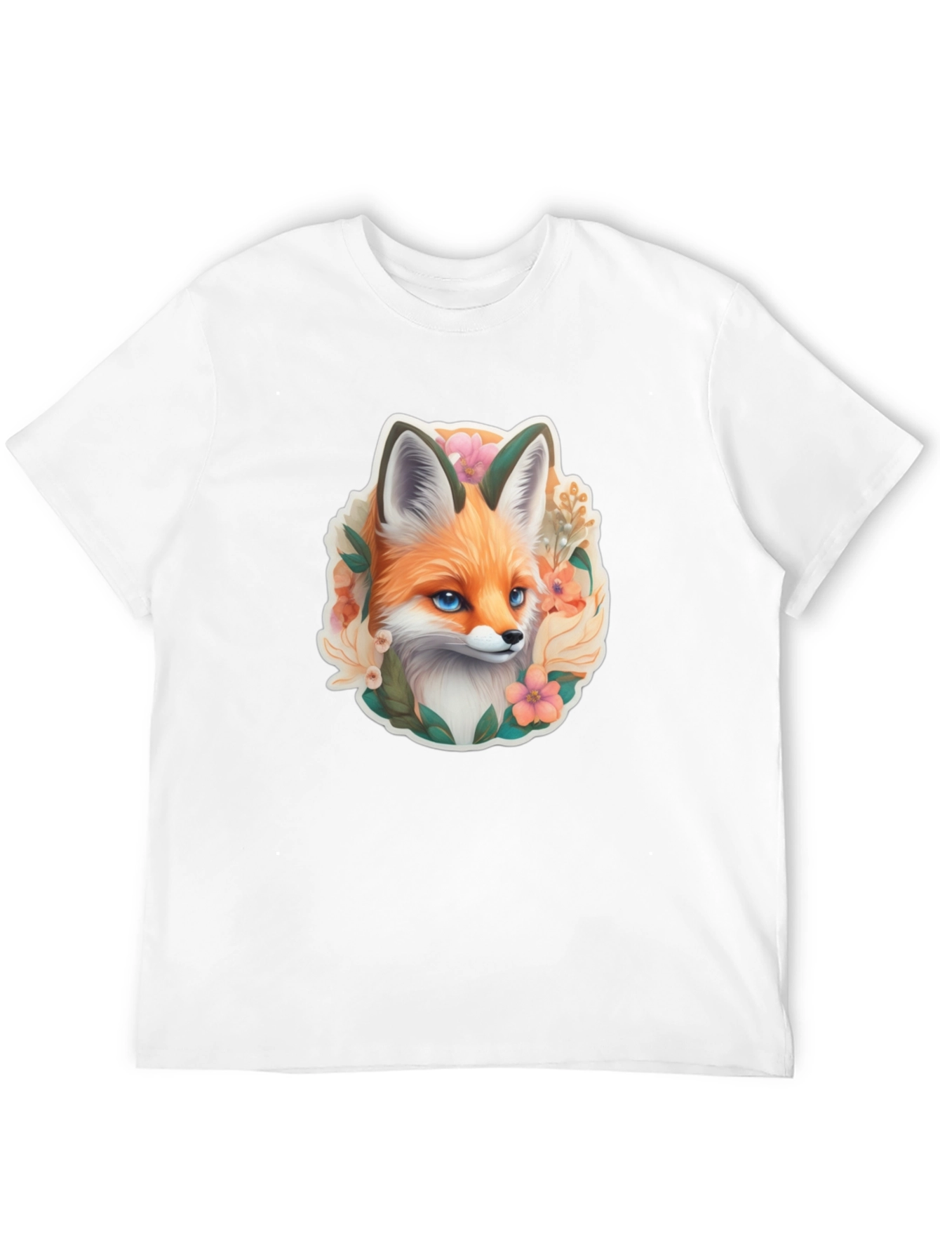 Fox Floral Graphic Tee - Stylish Animal Design