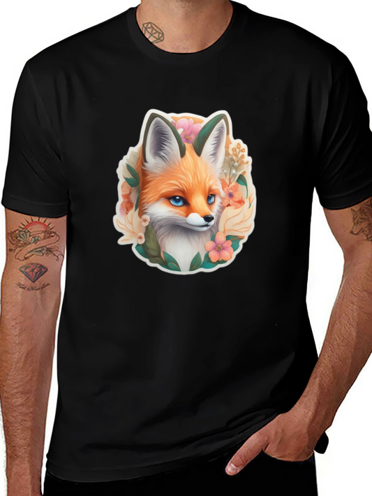 Fox Floral Graphic Tee - Stylish Animal Design