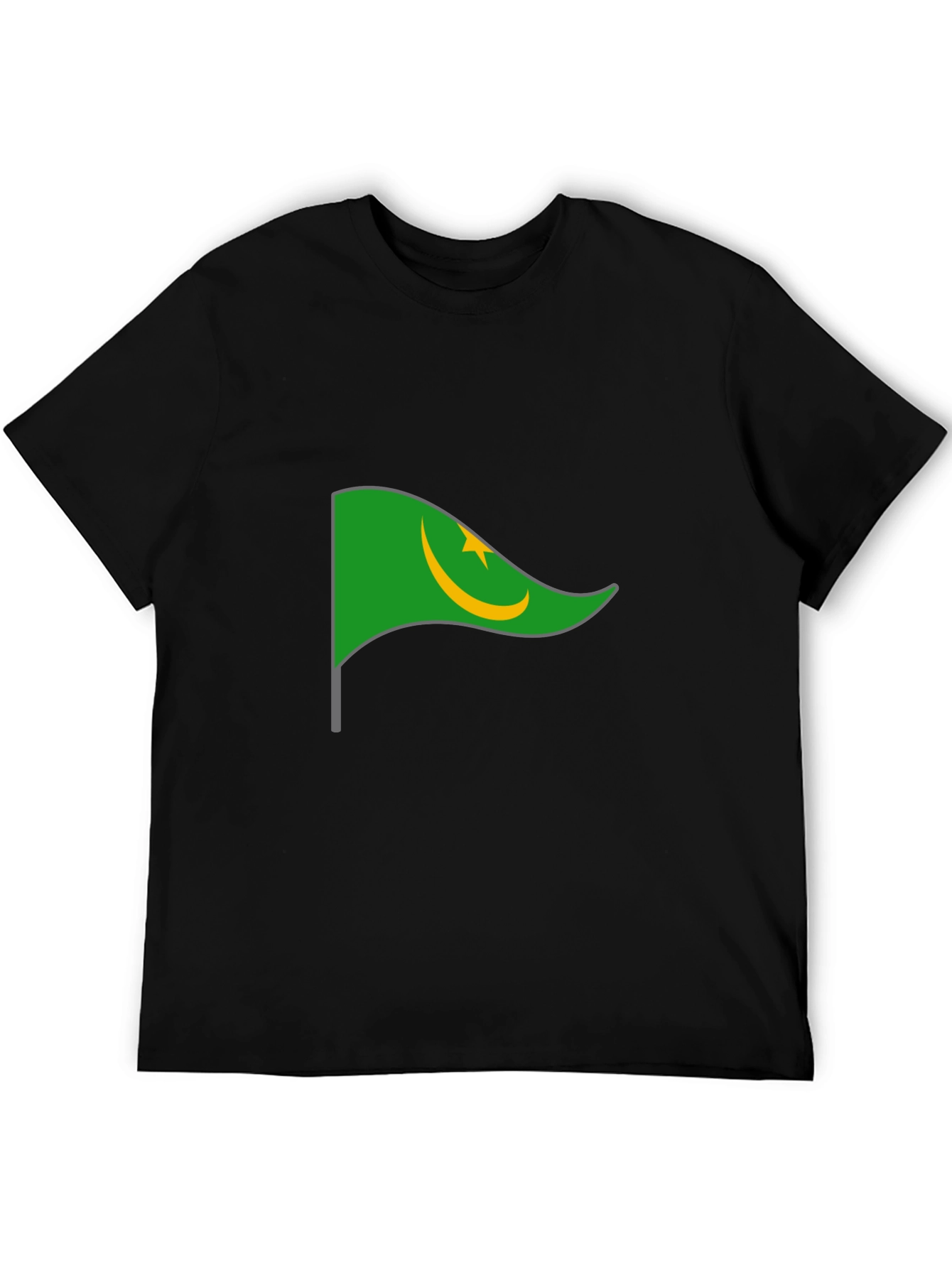 Mauritania Flag Graphic Tee - Black Cotton T-Shirt