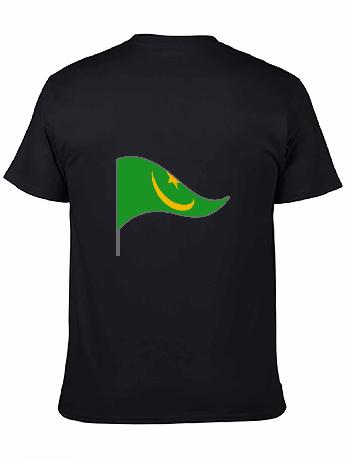 Mauritania Flag Graphic Tee - Black Cotton T-Shirt