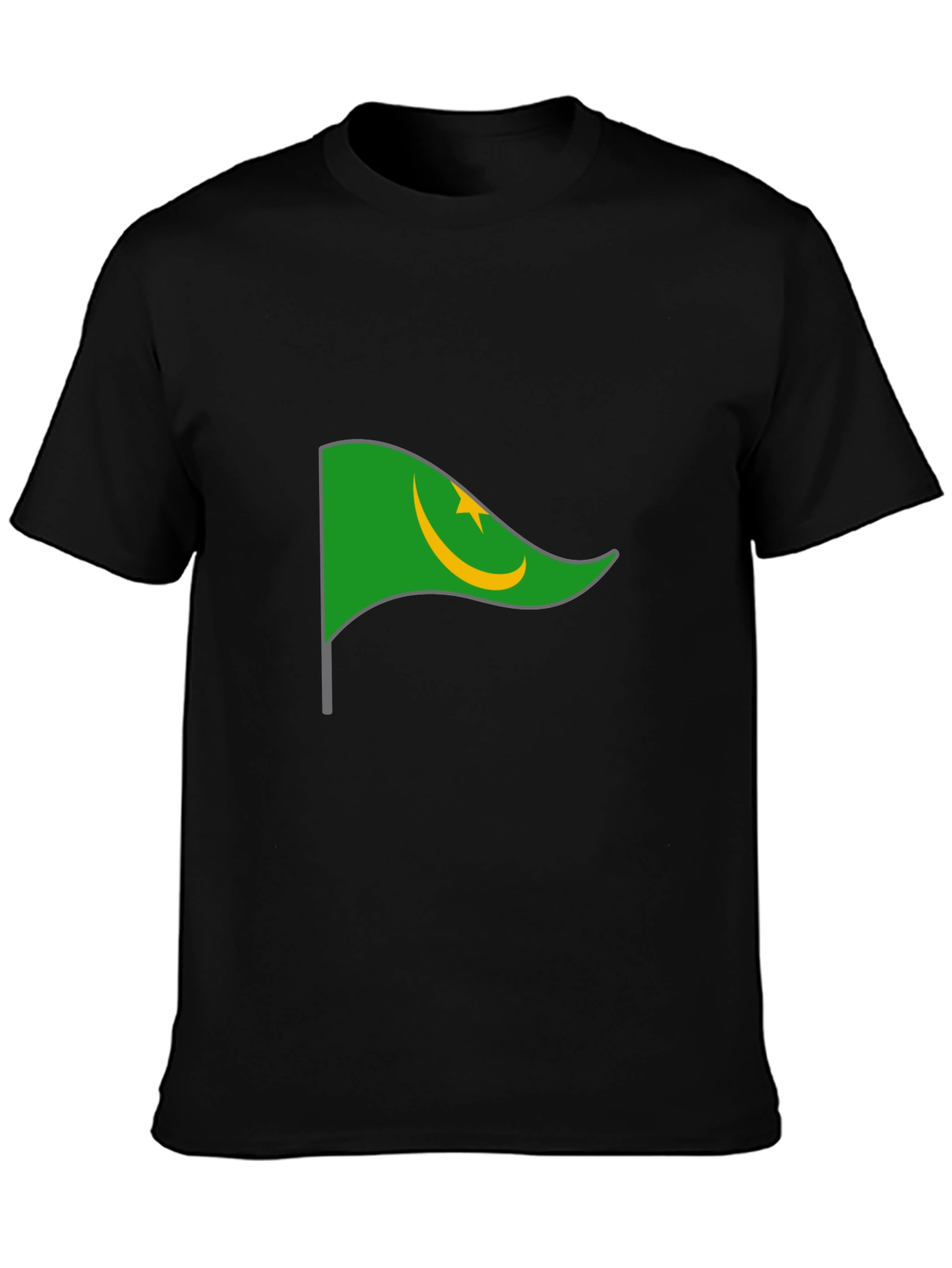 Mauritania Flag Graphic Tee - Black Cotton T-Shirt
