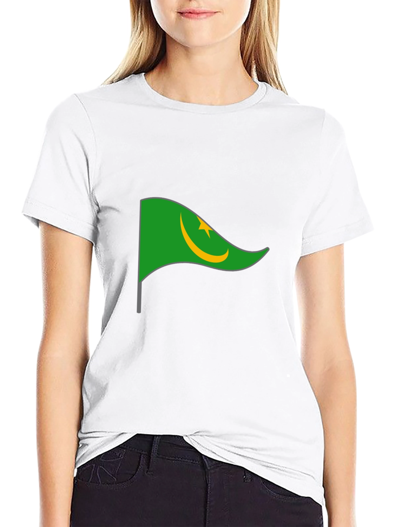 Mauritania Flag Graphic Tee - Black Cotton T-Shirt