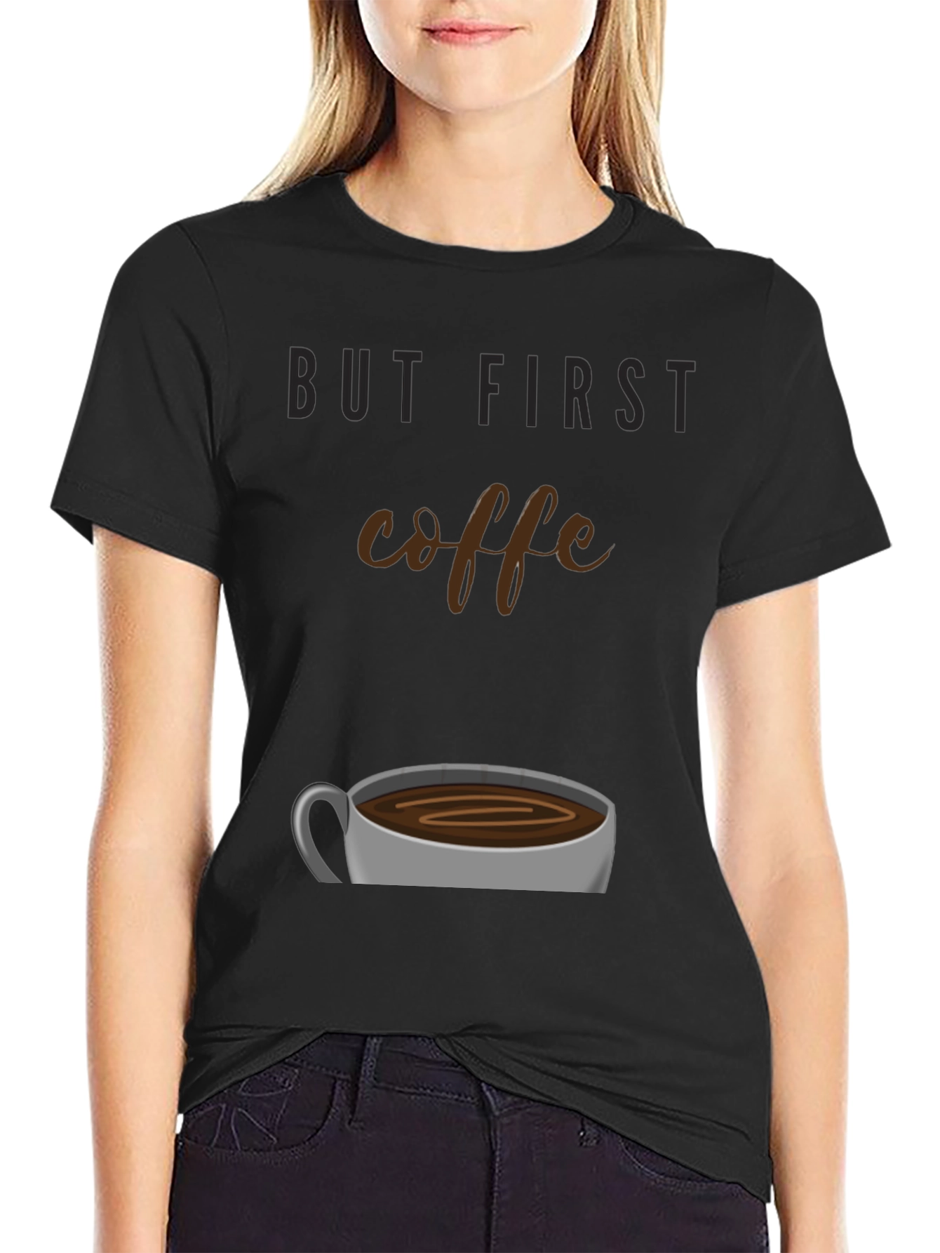 But First Coffee Graphic Tee - Unisex Black T-Shirt