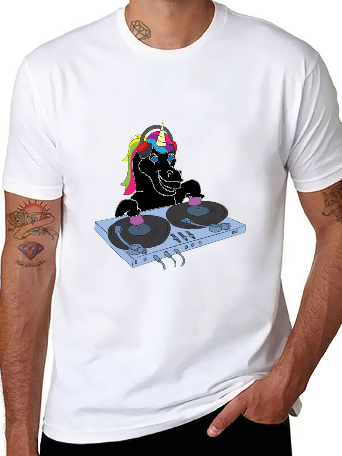 Unicorn DJ Black T-Shirt