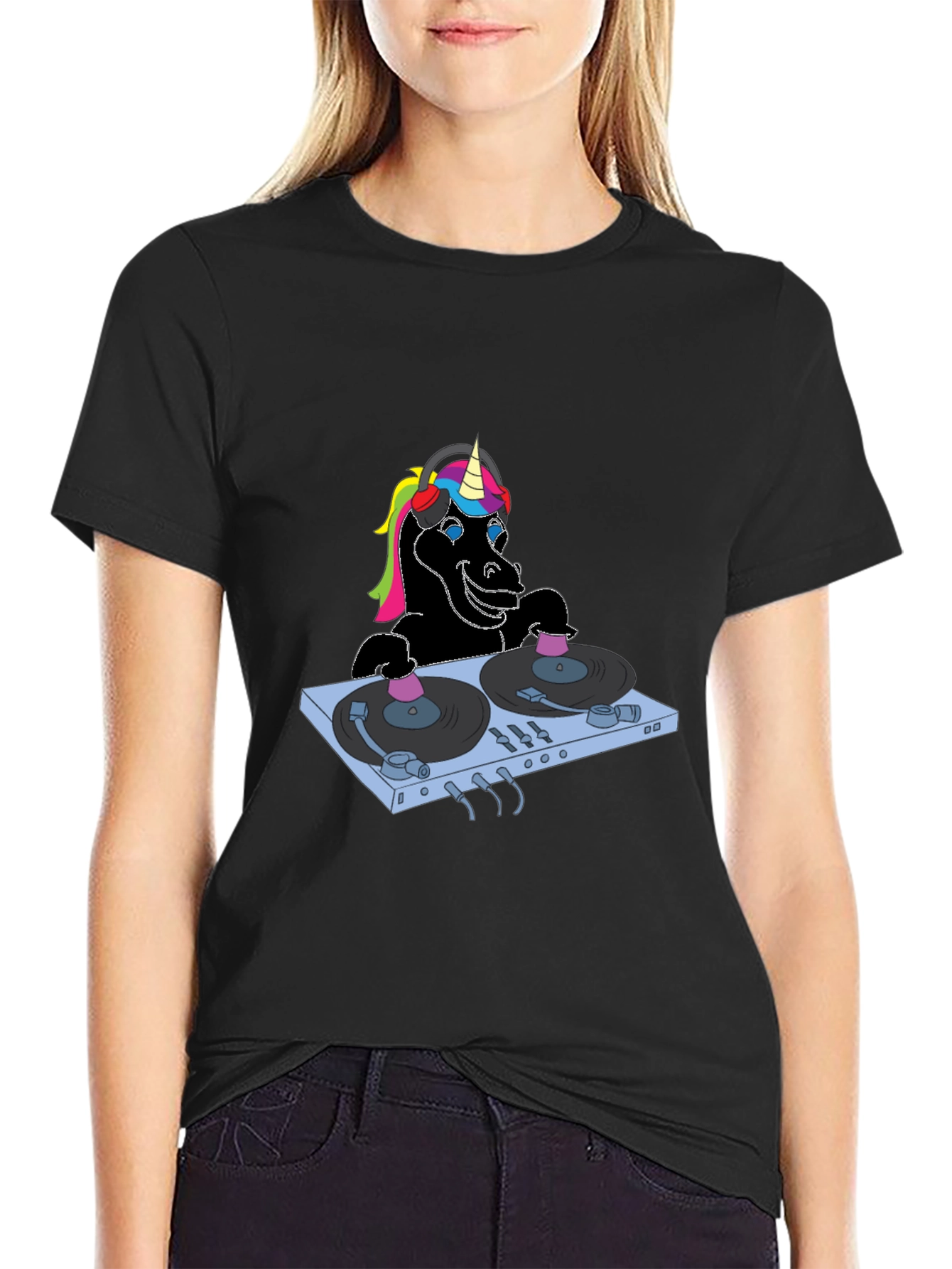 Unicorn DJ Black T-Shirt