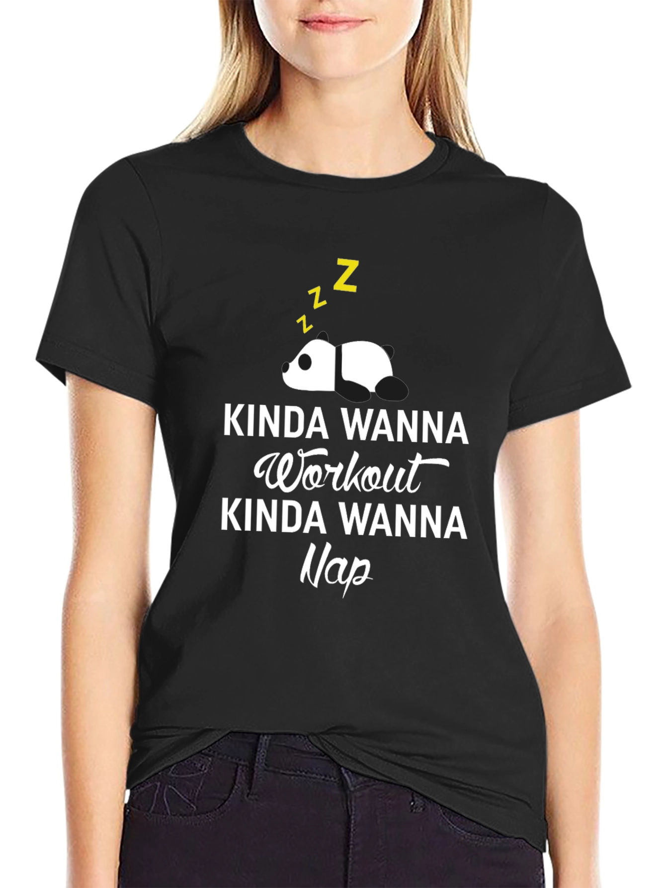 Kinda Wanna Workout Nap Panda Graphic Tee