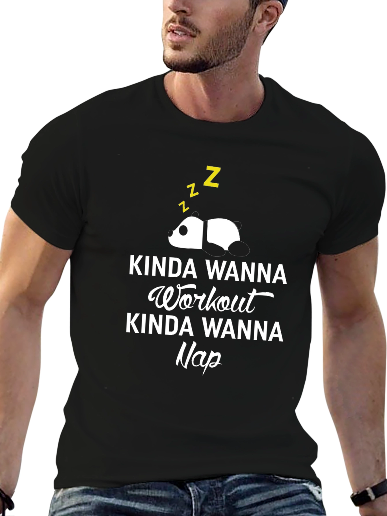 Kinda Wanna Workout Nap Panda Graphic Tee
