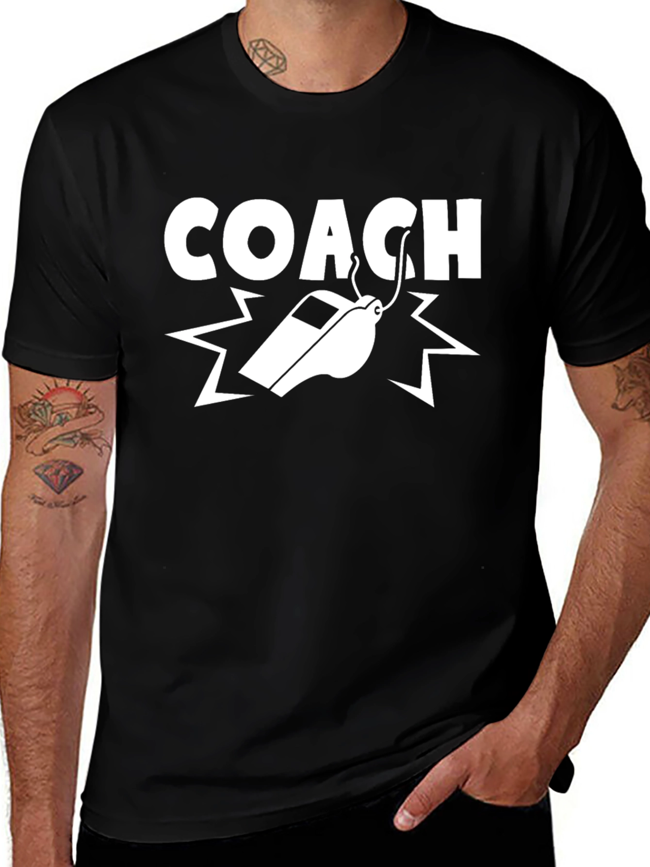 Coach Whistle Graphic Black T-Shirt