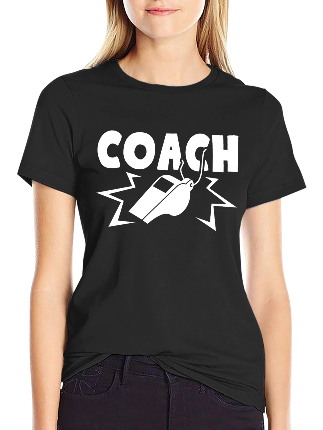 Coach Whistle Graphic Black T-Shirt