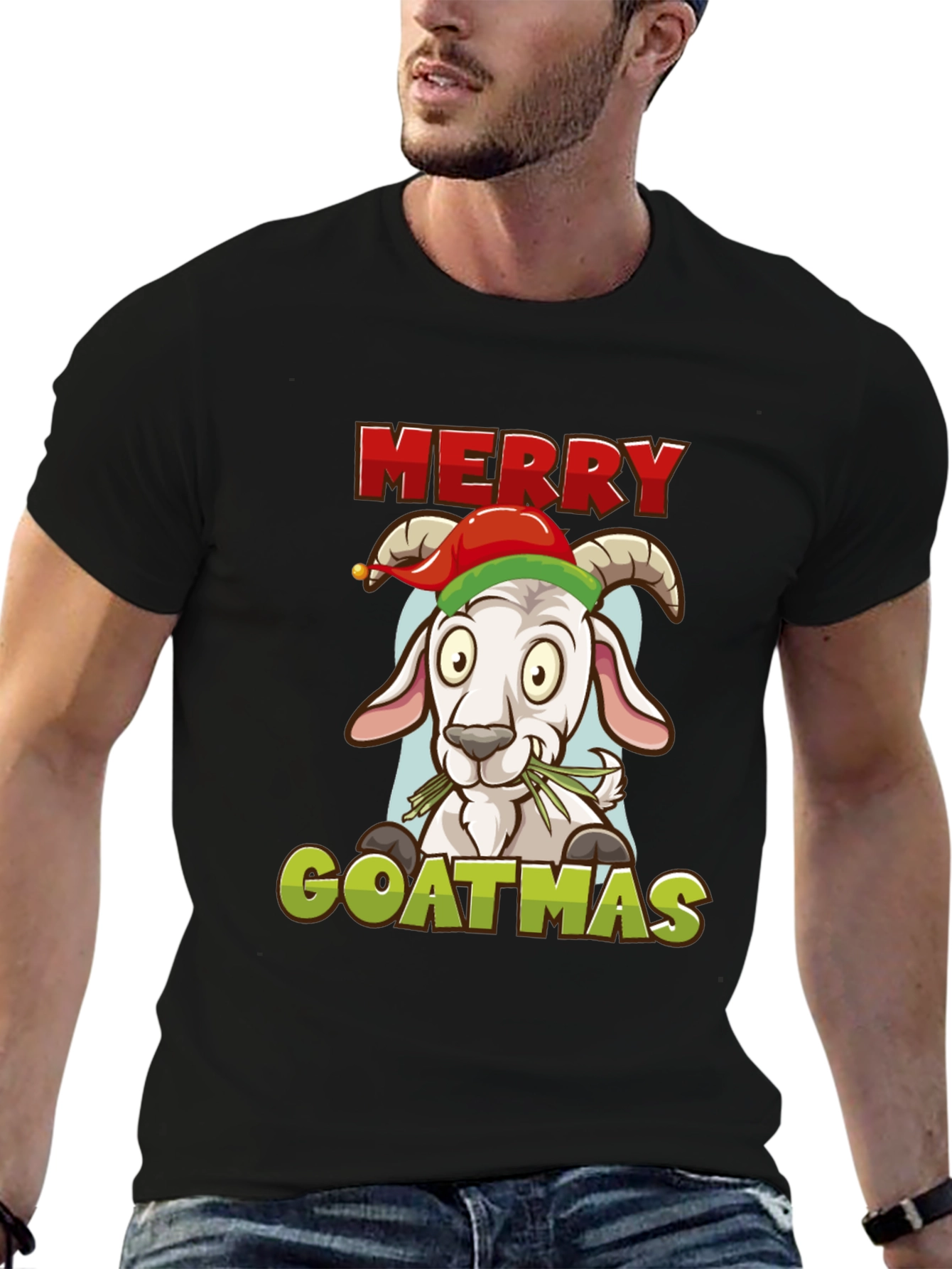 Merry Goatmas T-Shirt - Holiday Goat Tee
