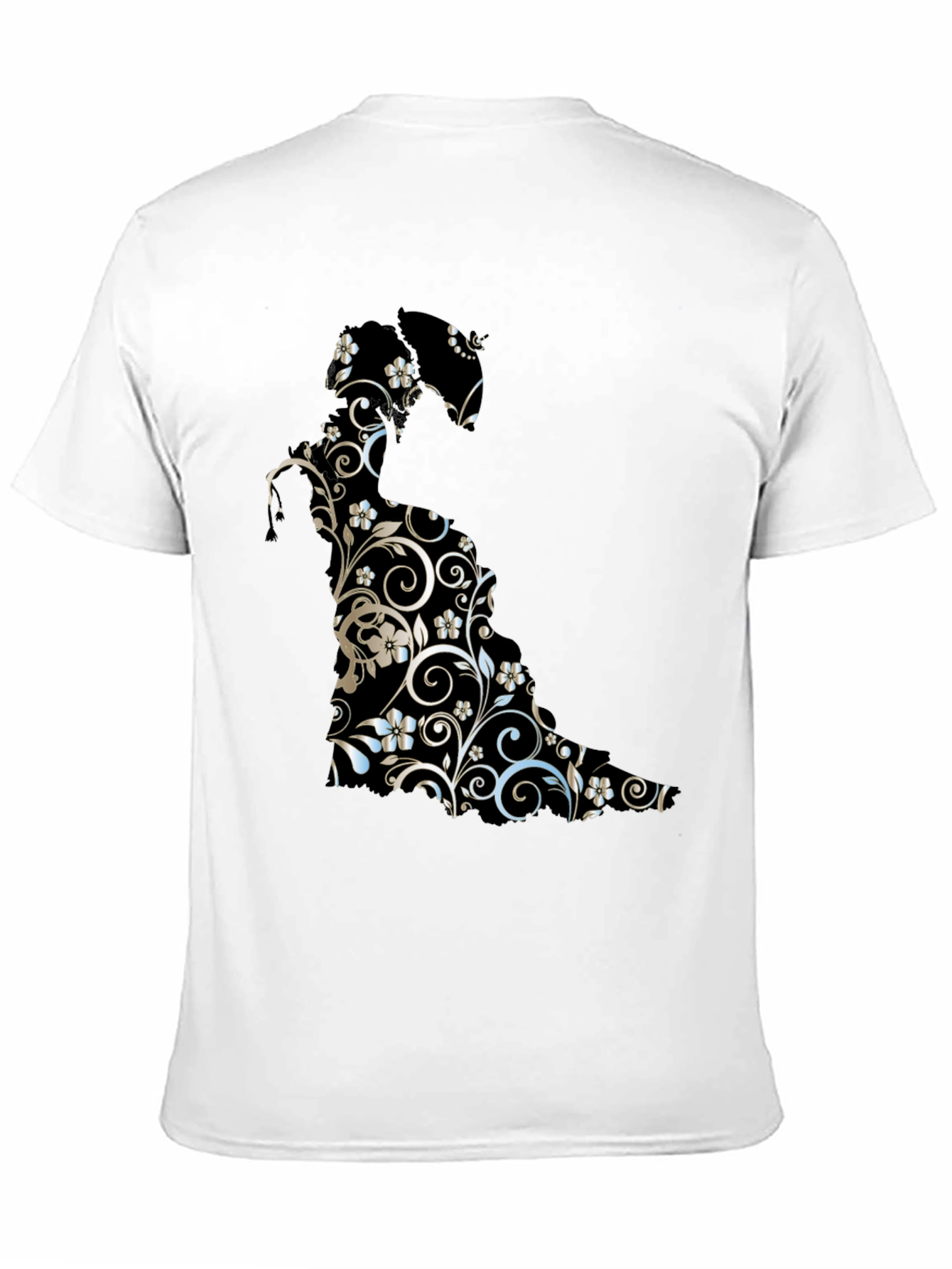 Floral Cat Graphic Tee - Stylish Black T-Shirt
