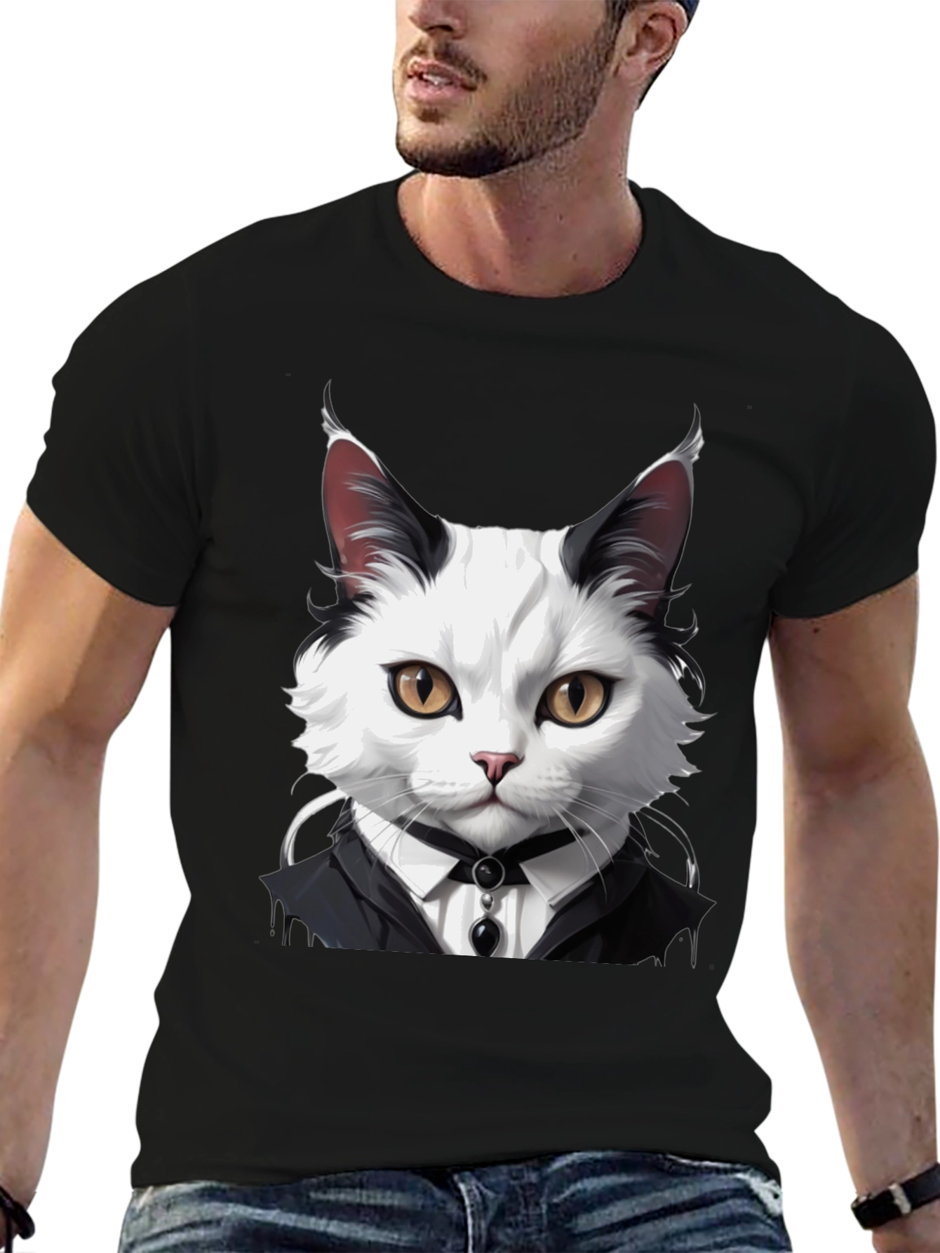 Cat Tuxedo T-Shirt - Cool Feline Fashion