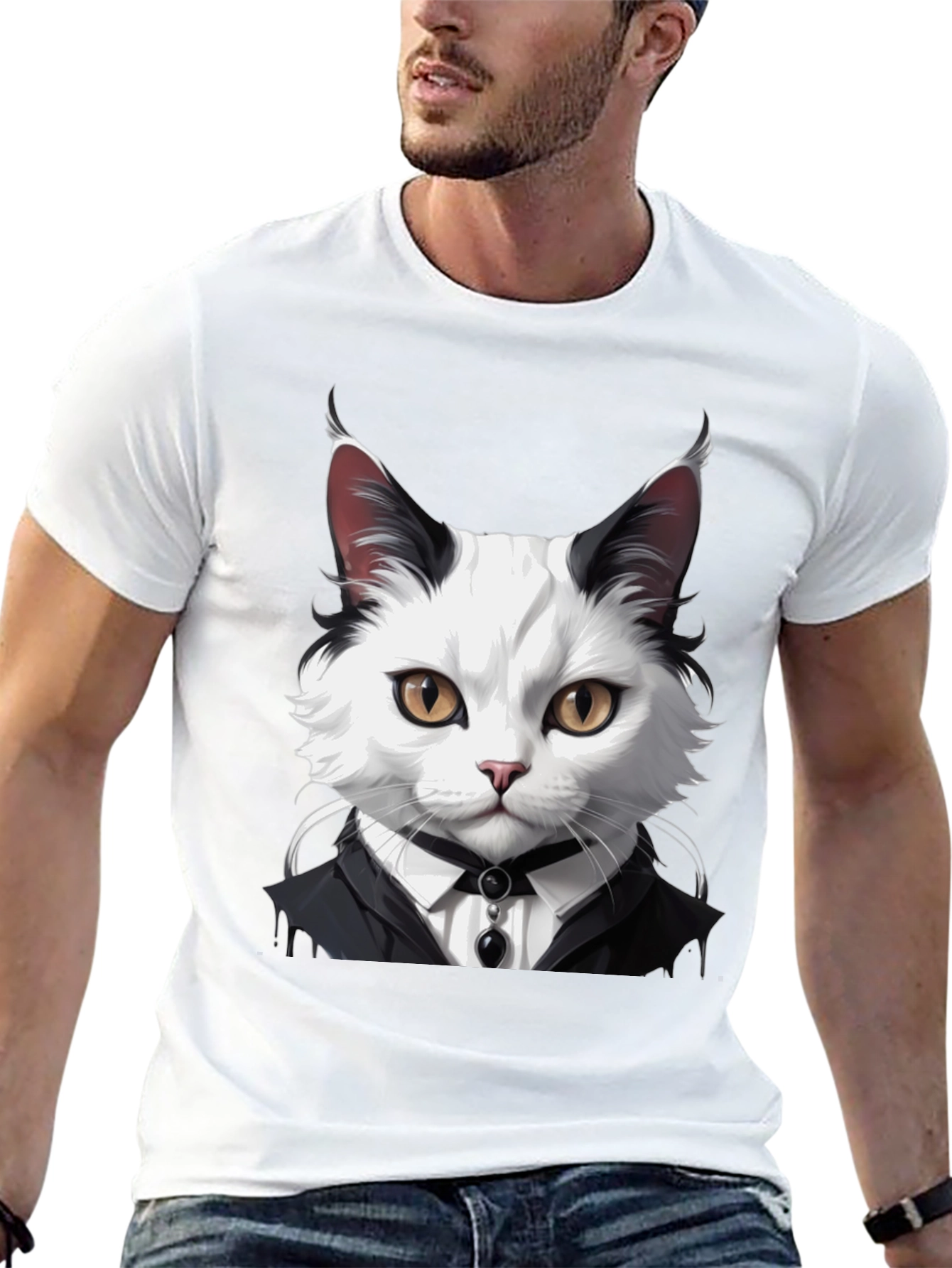 Cat Tuxedo T-Shirt - Cool Feline Fashion