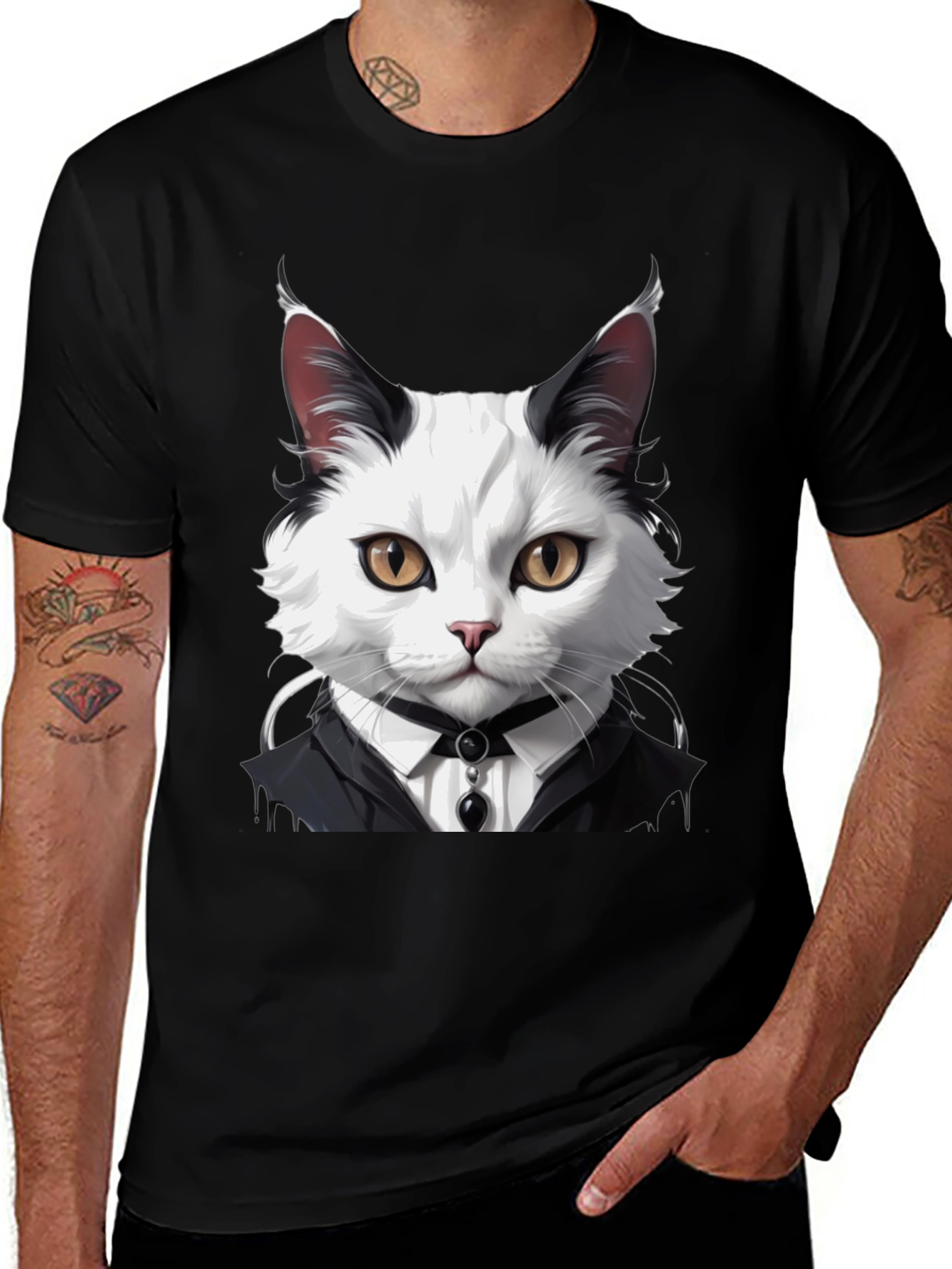 Cat Tuxedo T-Shirt - Cool Feline Fashion