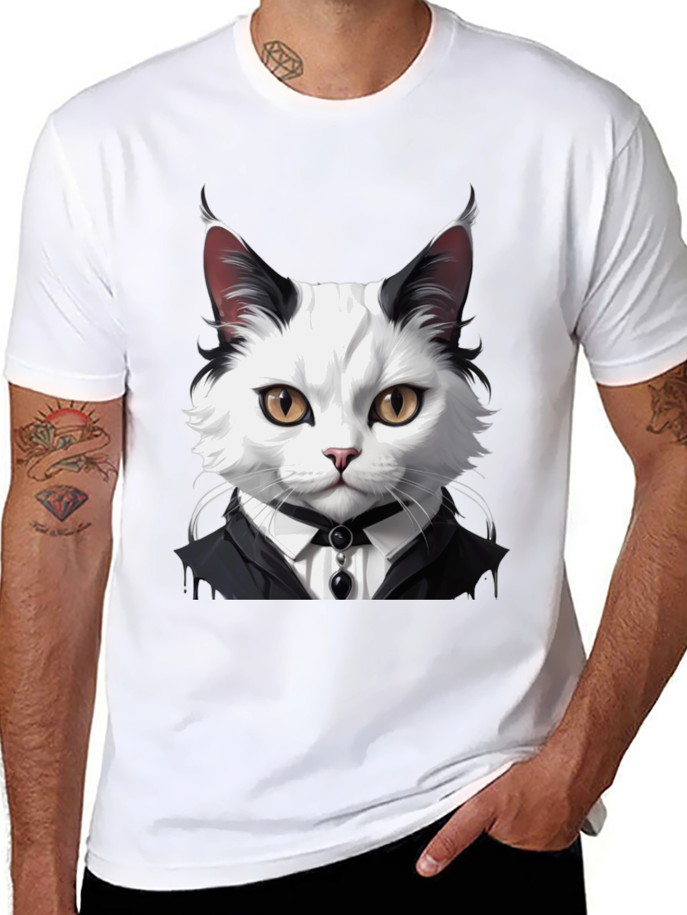Cat Tuxedo T-Shirt - Cool Feline Fashion