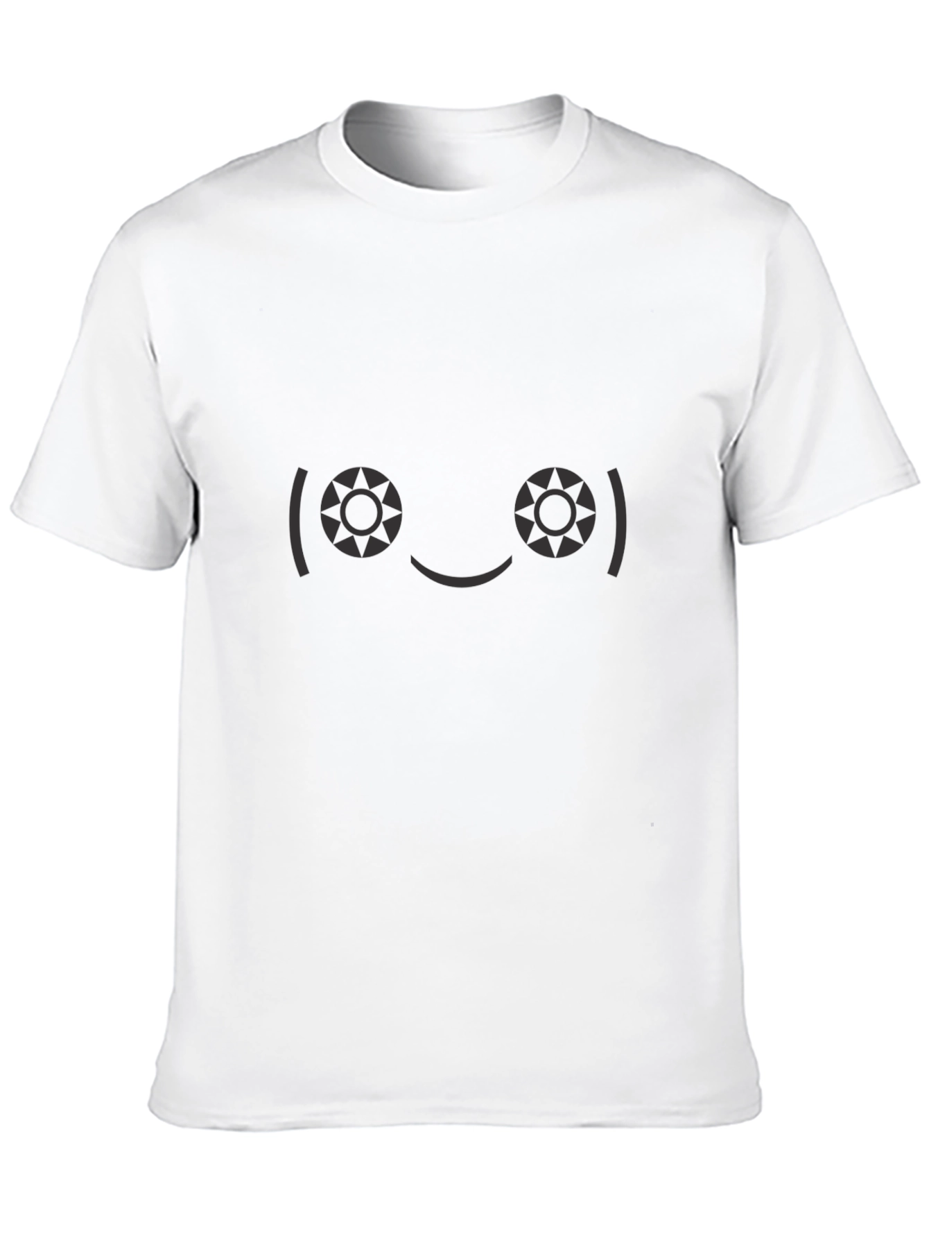 Smiley Face Graphic Tee - Soft Black Cotton T-Shirt