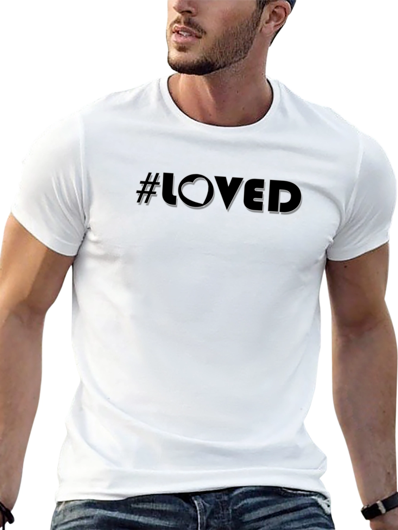 #Loved Black T-Shirt - Stylish Graphic Tee