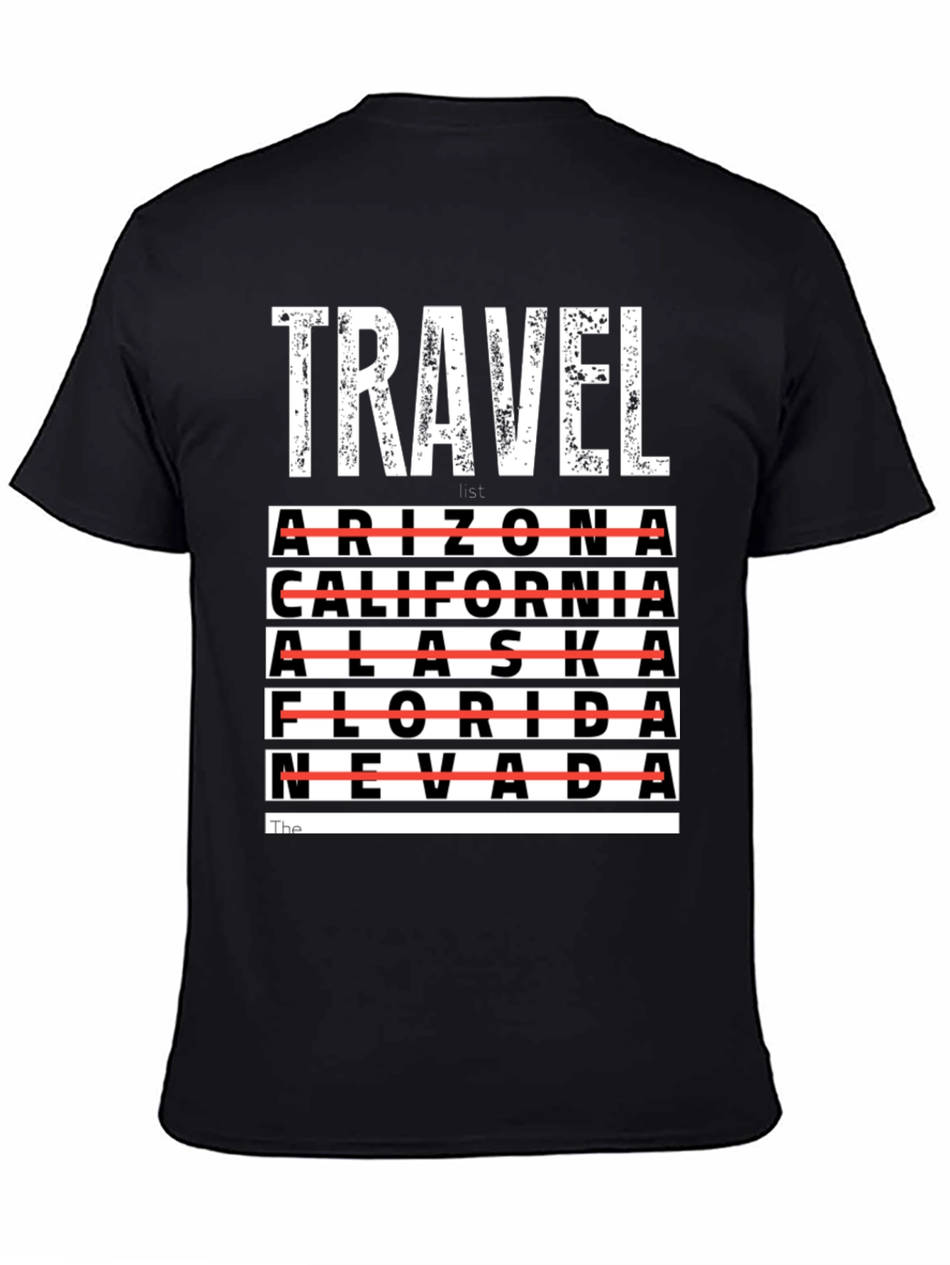 Travel List T-Shirt - Crossed Out States