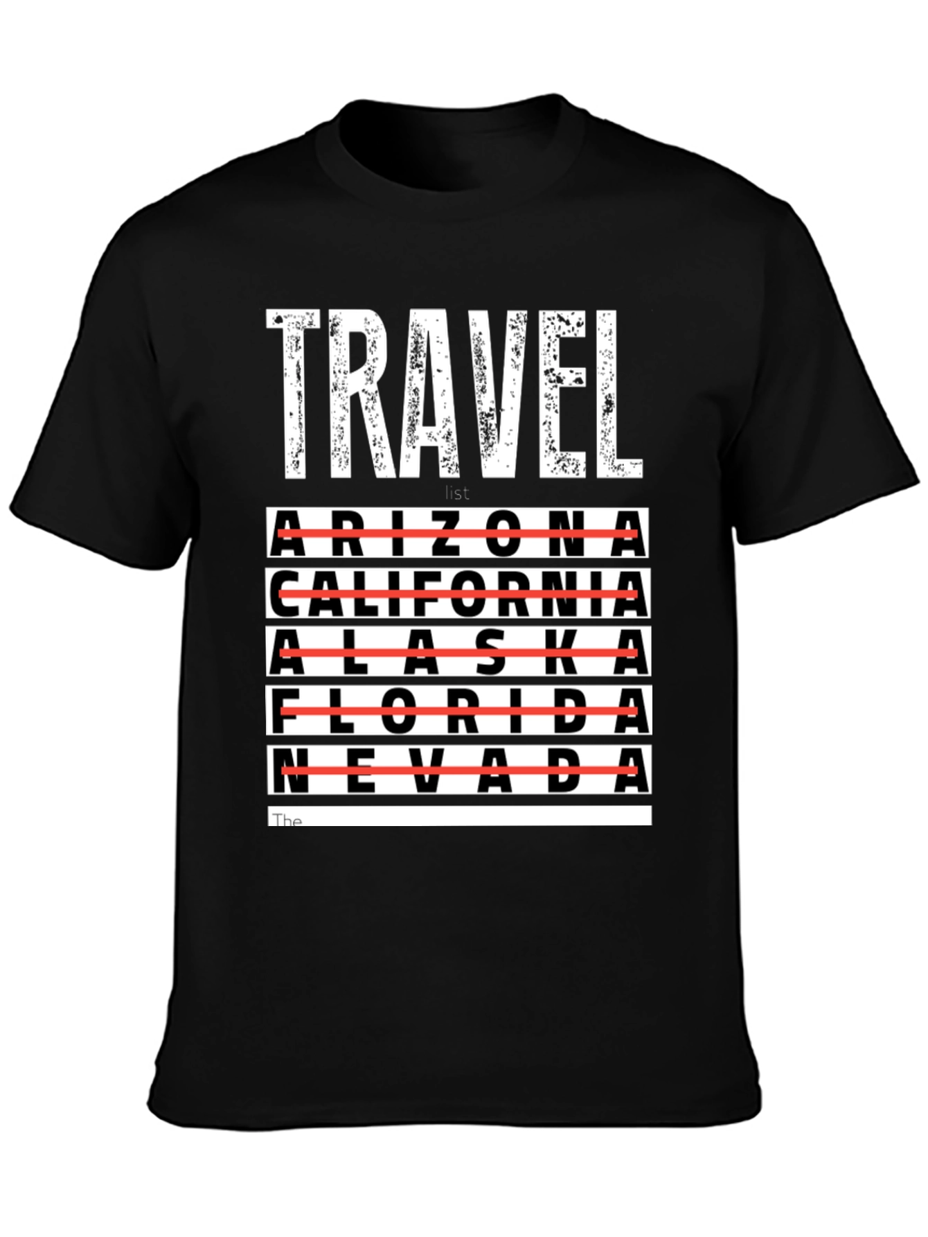 Travel List T-Shirt - Crossed Out States