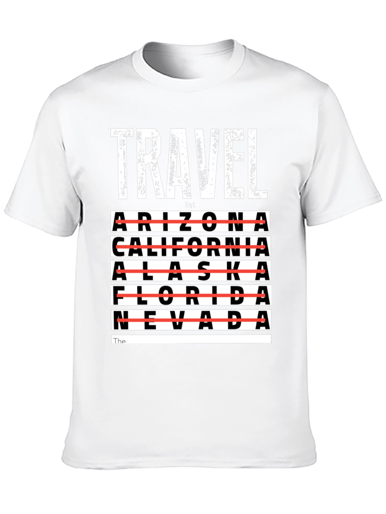 Travel List T-Shirt - Crossed Out States