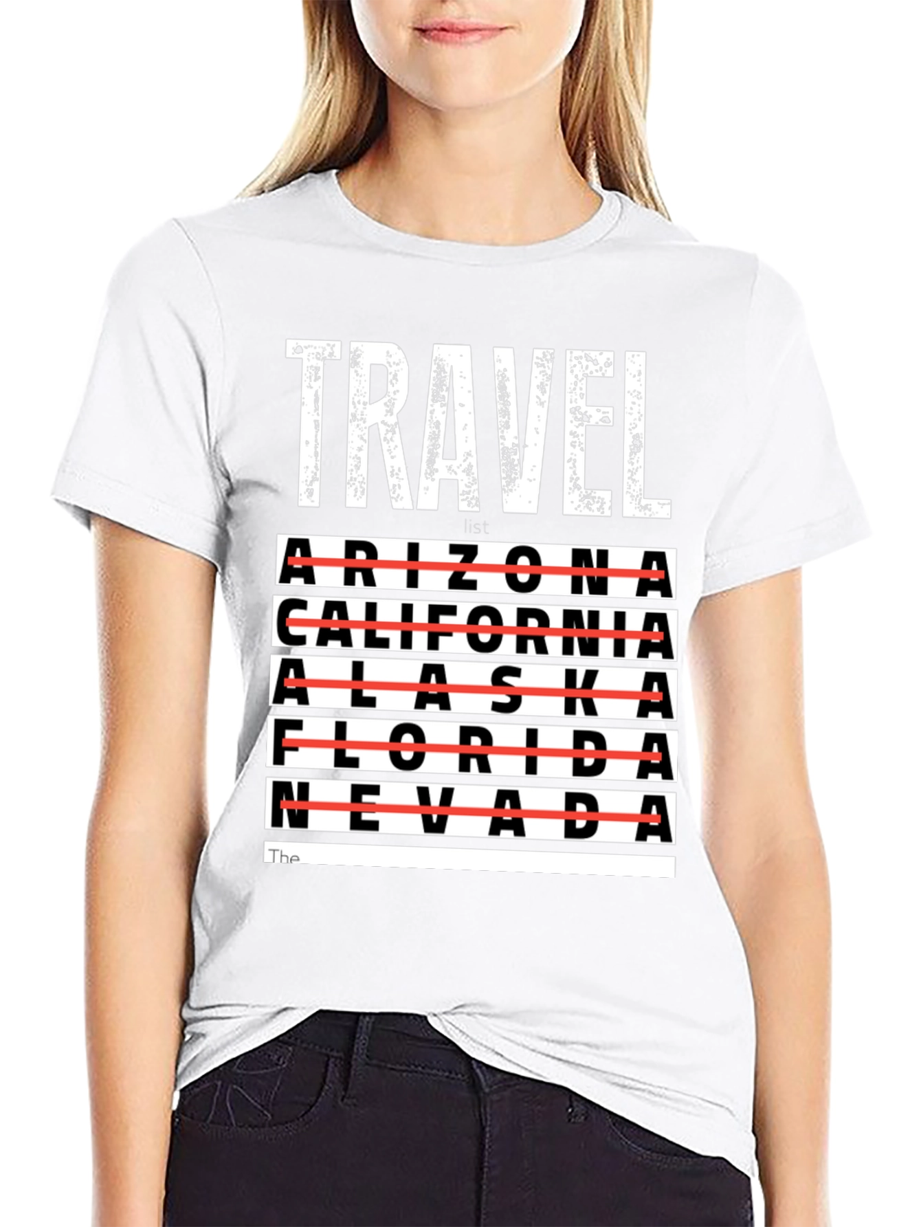 Travel List T-Shirt - Crossed Out States