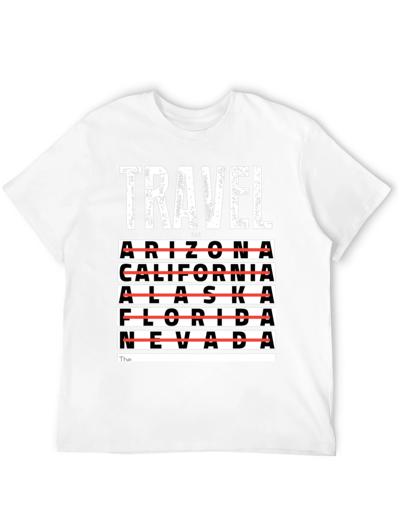 Travel List T-Shirt - Crossed Out States