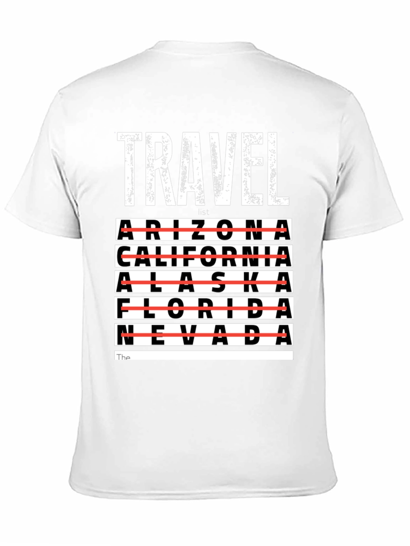 Travel List T-Shirt - Crossed Out States
