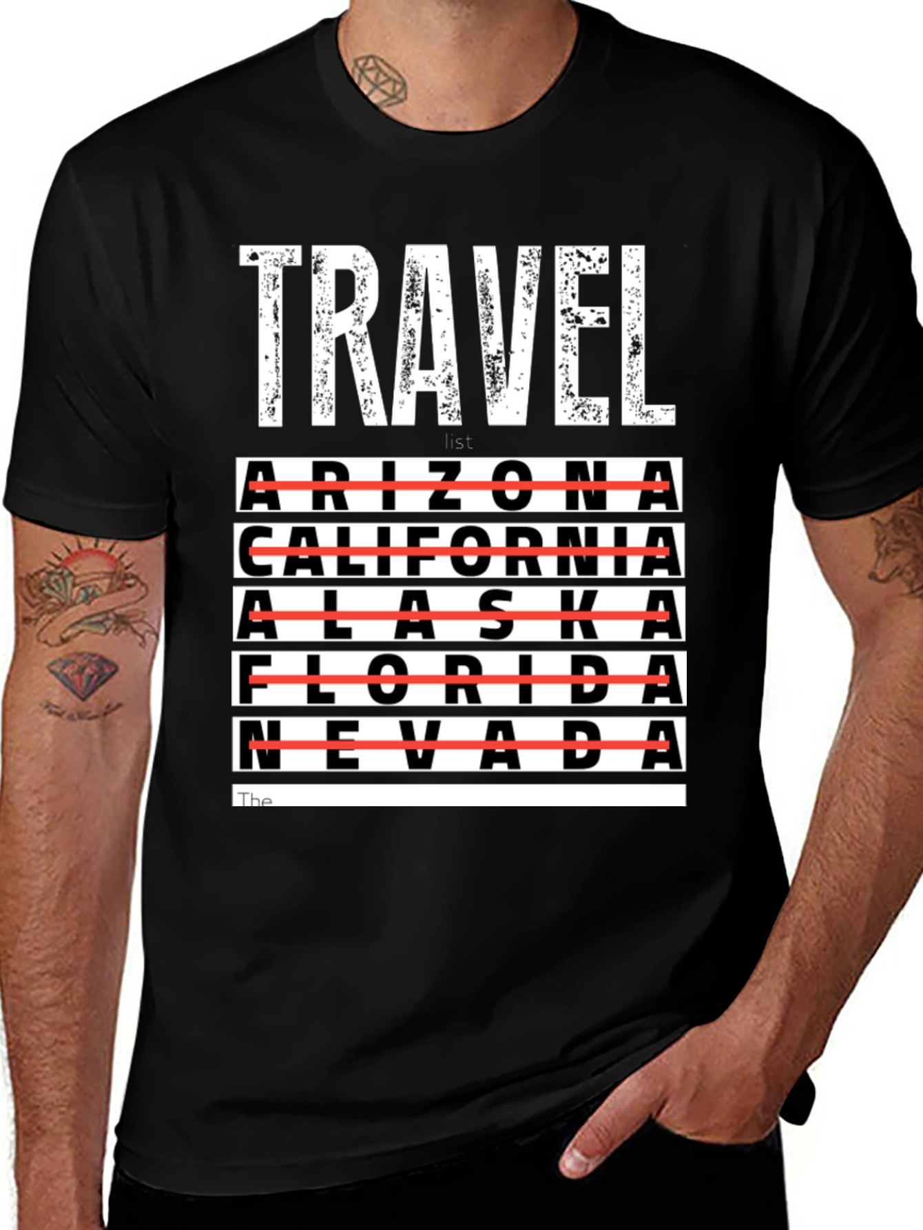 Travel List T-Shirt - Crossed Out States