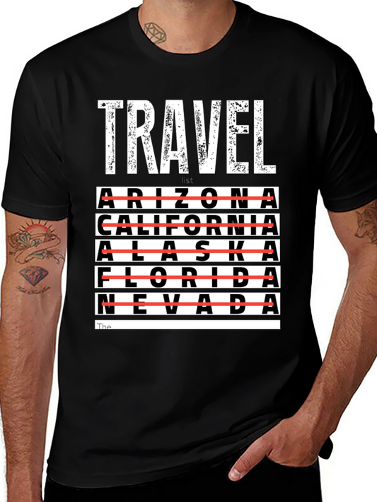 Travel List T-Shirt - Crossed Out States