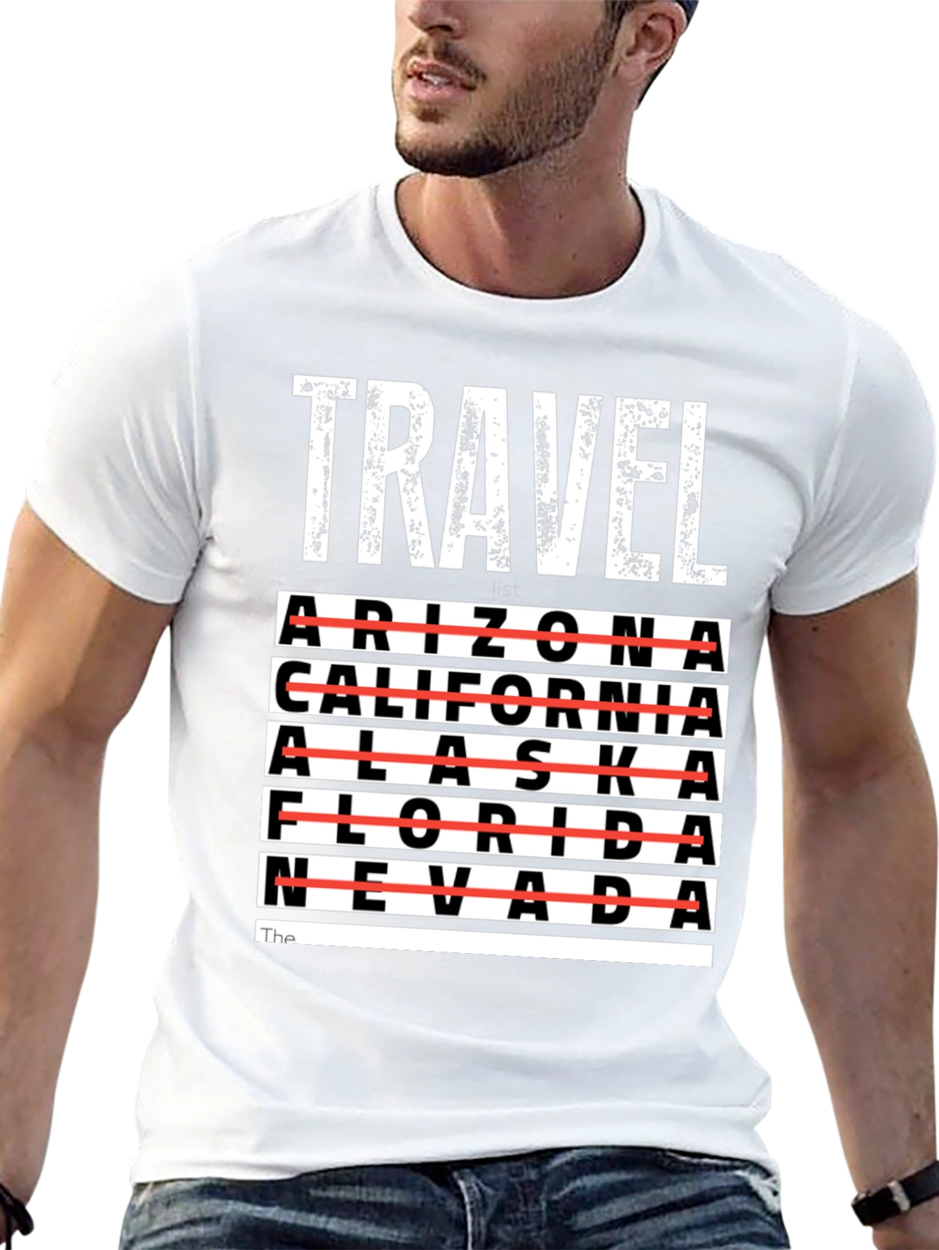 Travel List T-Shirt - Crossed Out States