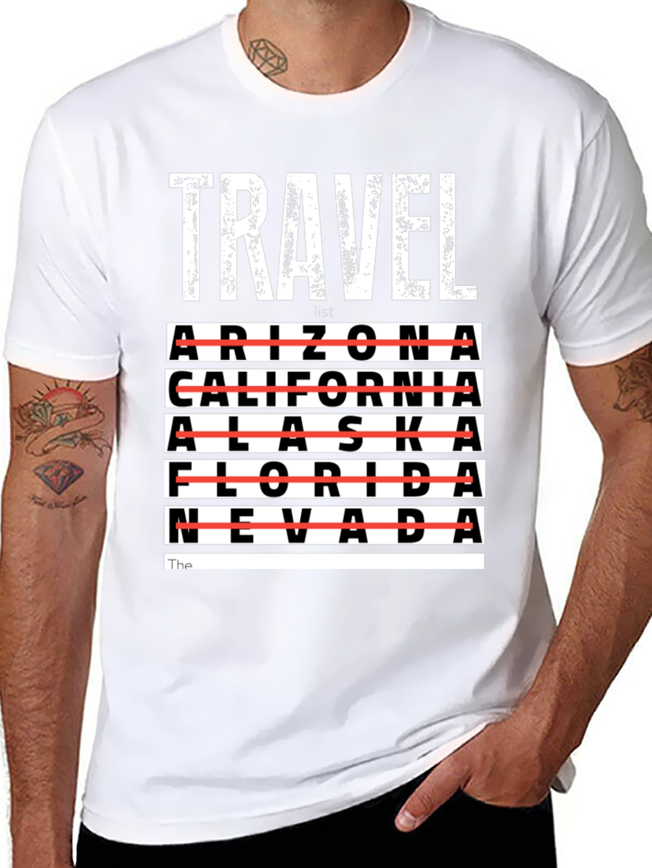 Travel List T-Shirt - Crossed Out States