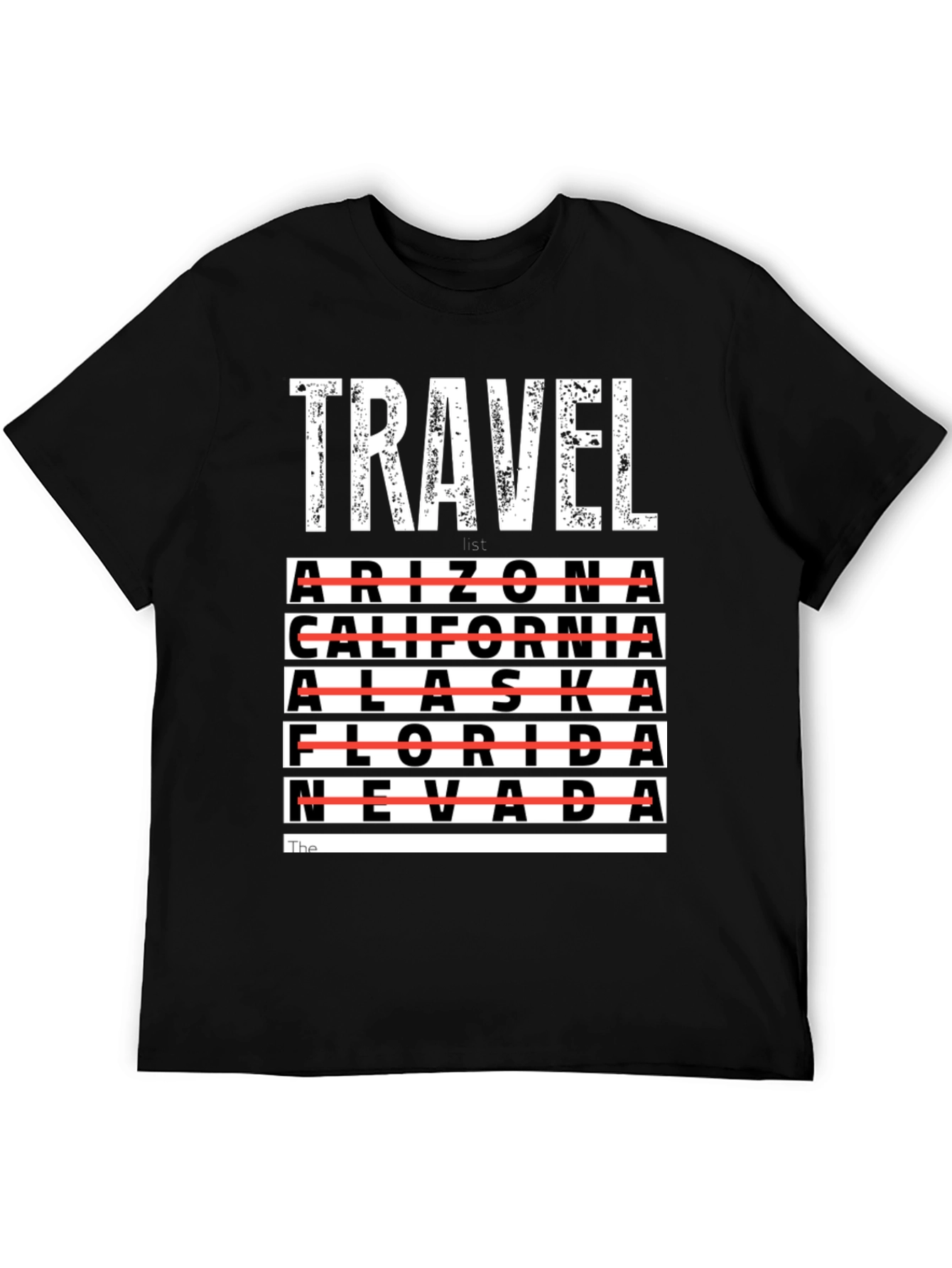 Travel List T-Shirt - Crossed Out States