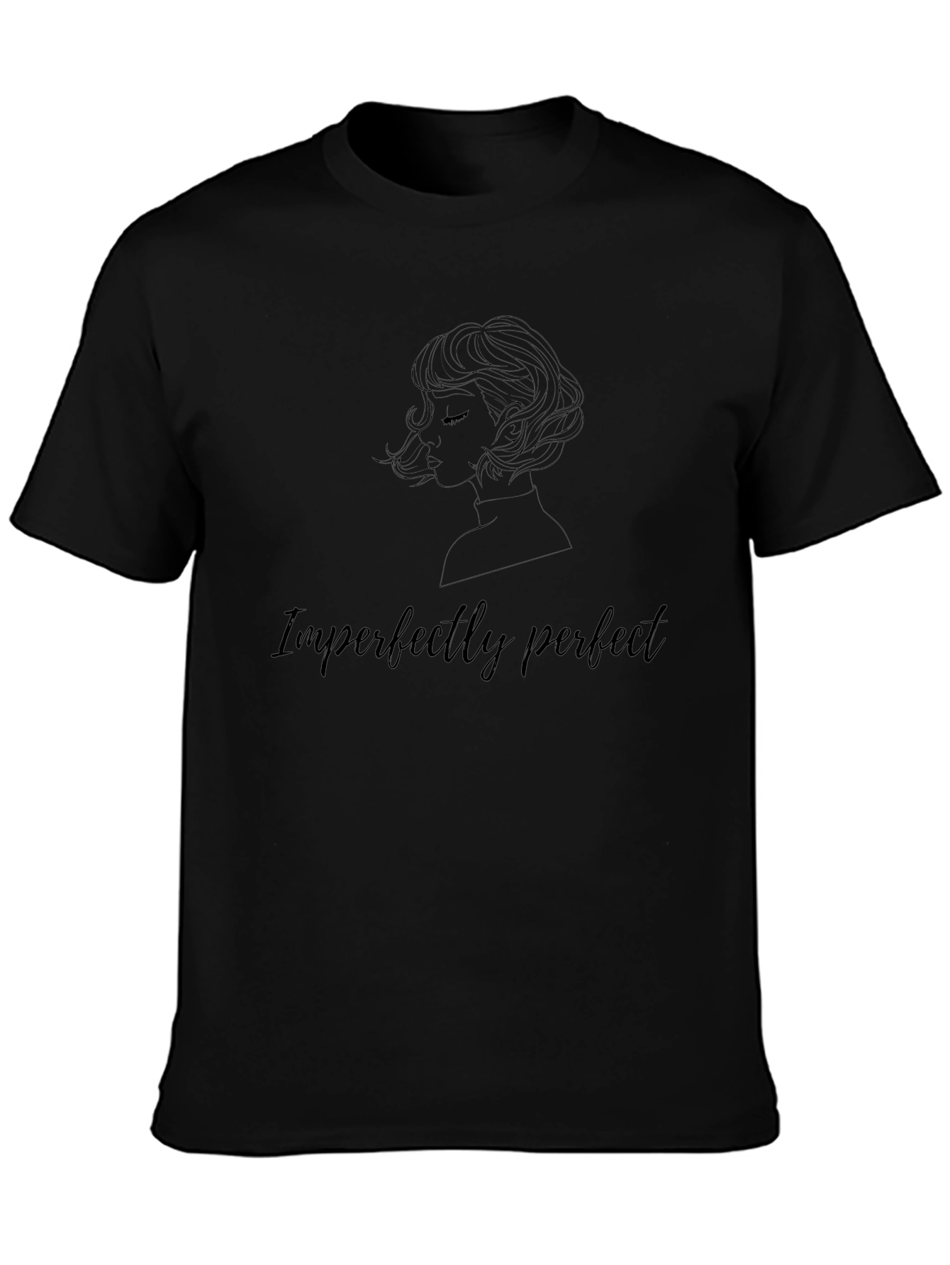 Imperfectly Perfect Black T-Shirt with Woman Outline