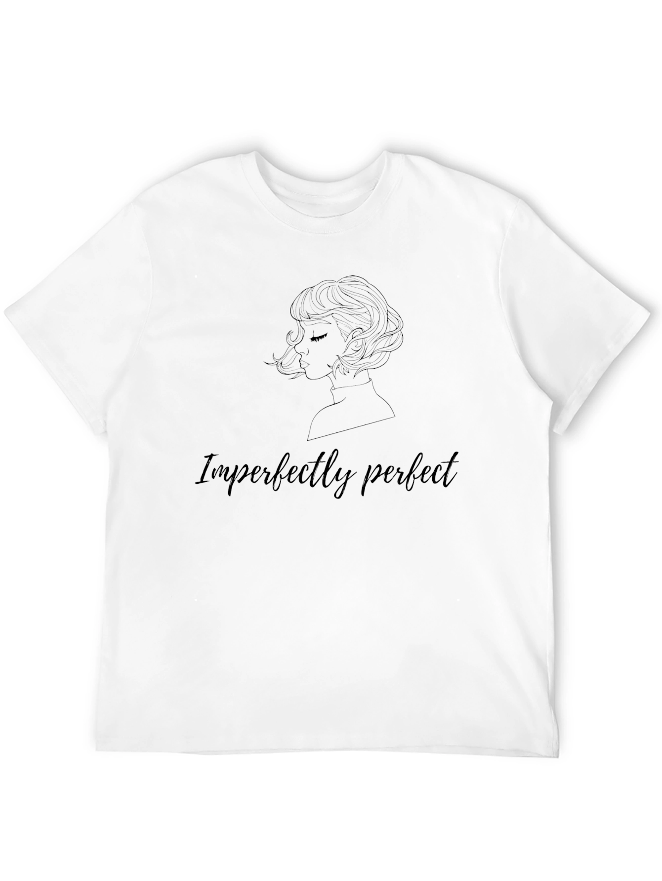 Imperfectly Perfect Black T-Shirt with Woman Outline