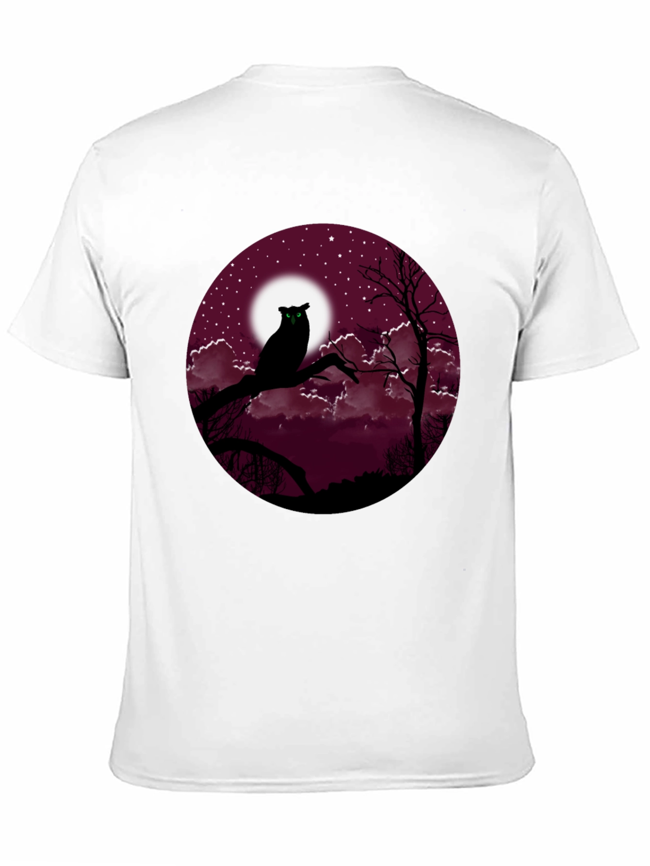 Owl Moon Mens Black T-Shirt