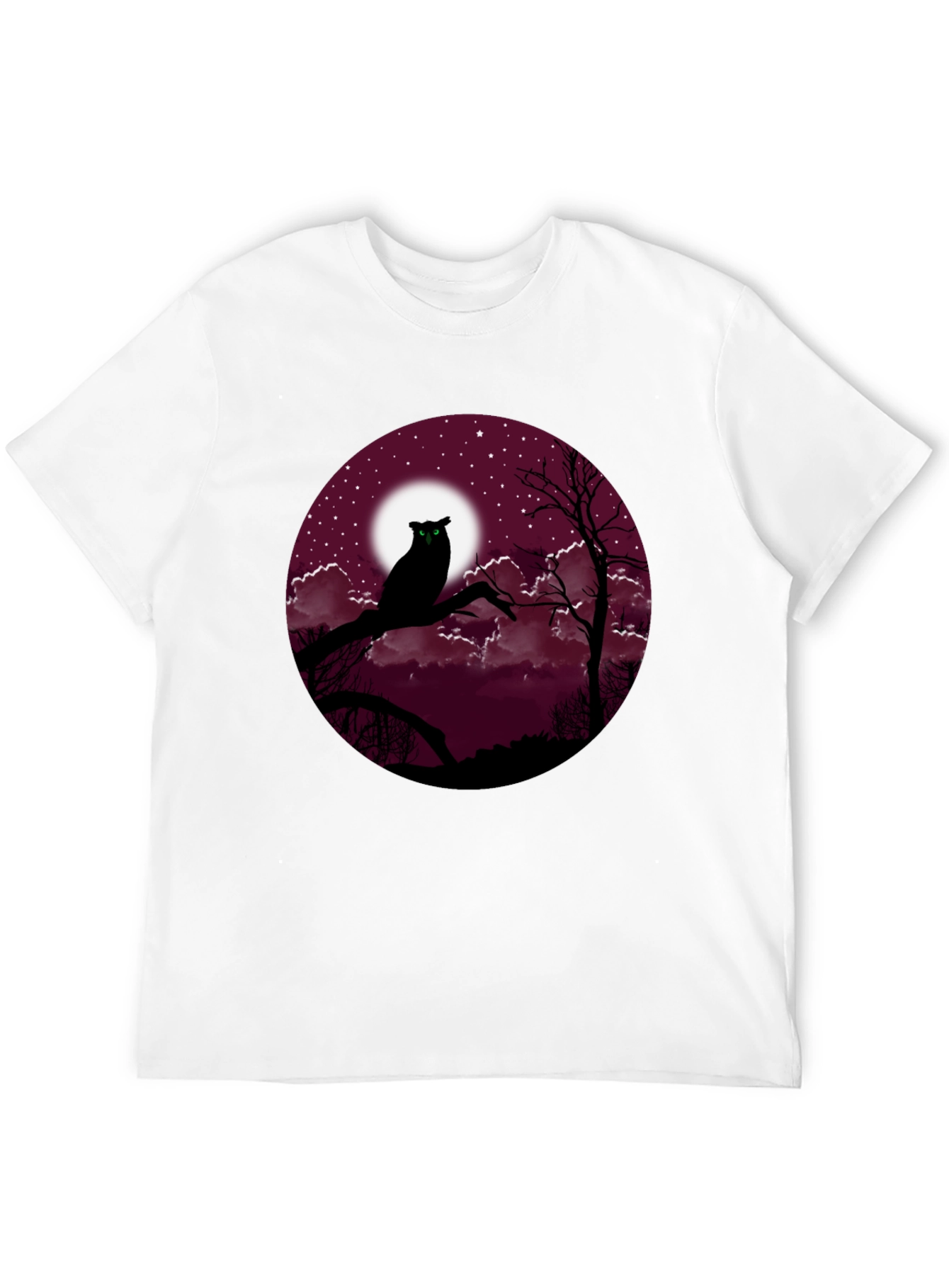 Owl Moon Mens Black T-Shirt