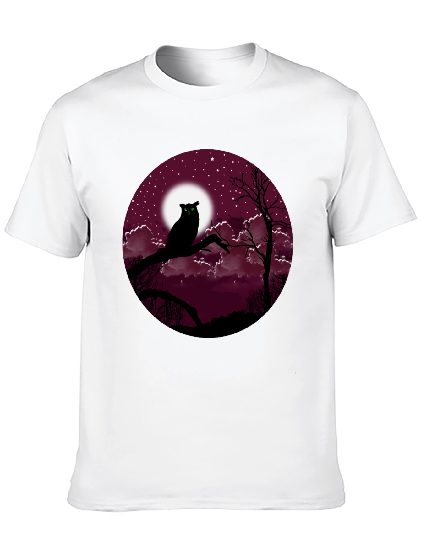 Owl Moon Mens Black T-Shirt