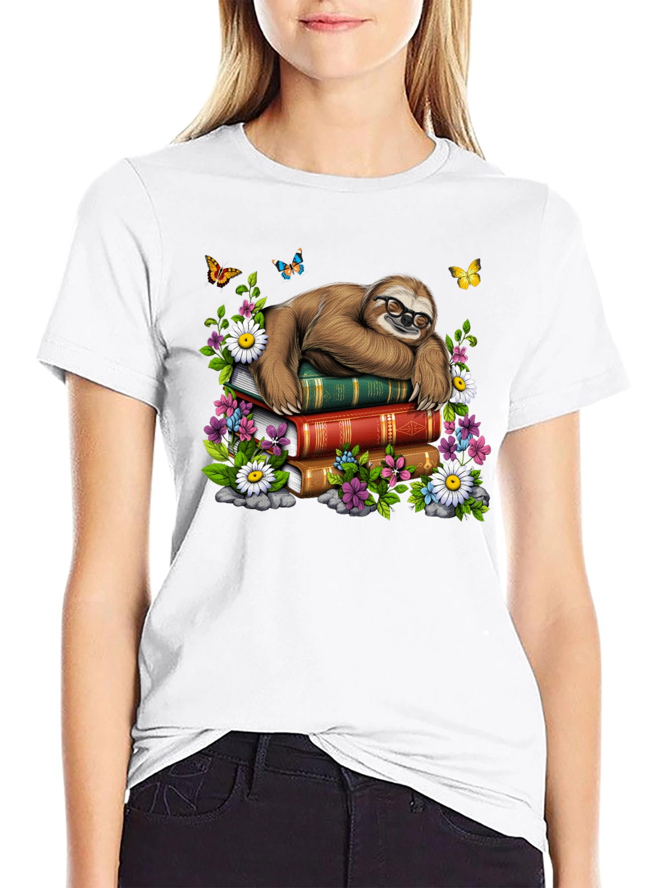 Sloth Reading Books T-Shirt