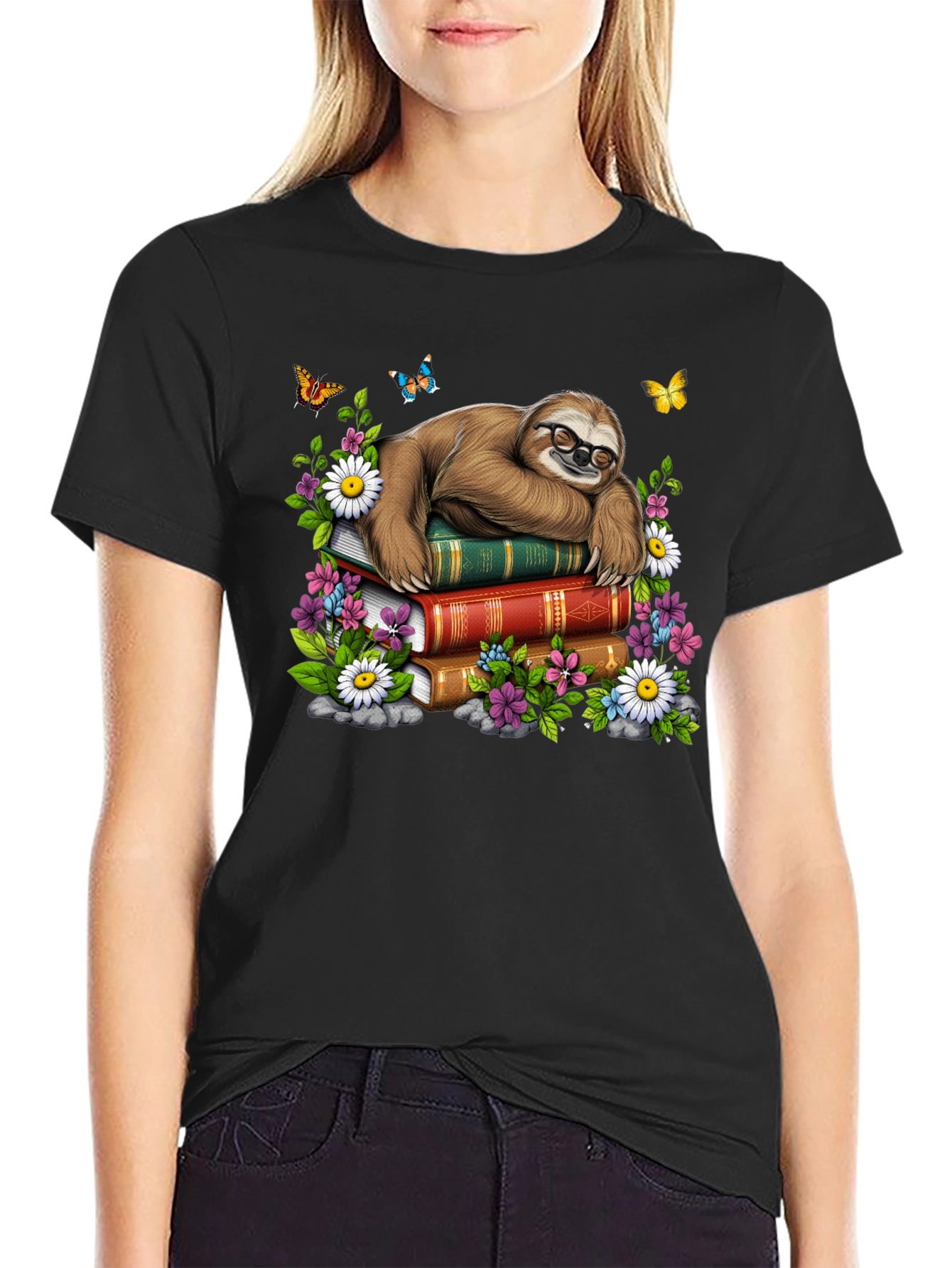 Sloth Reading Books T-Shirt