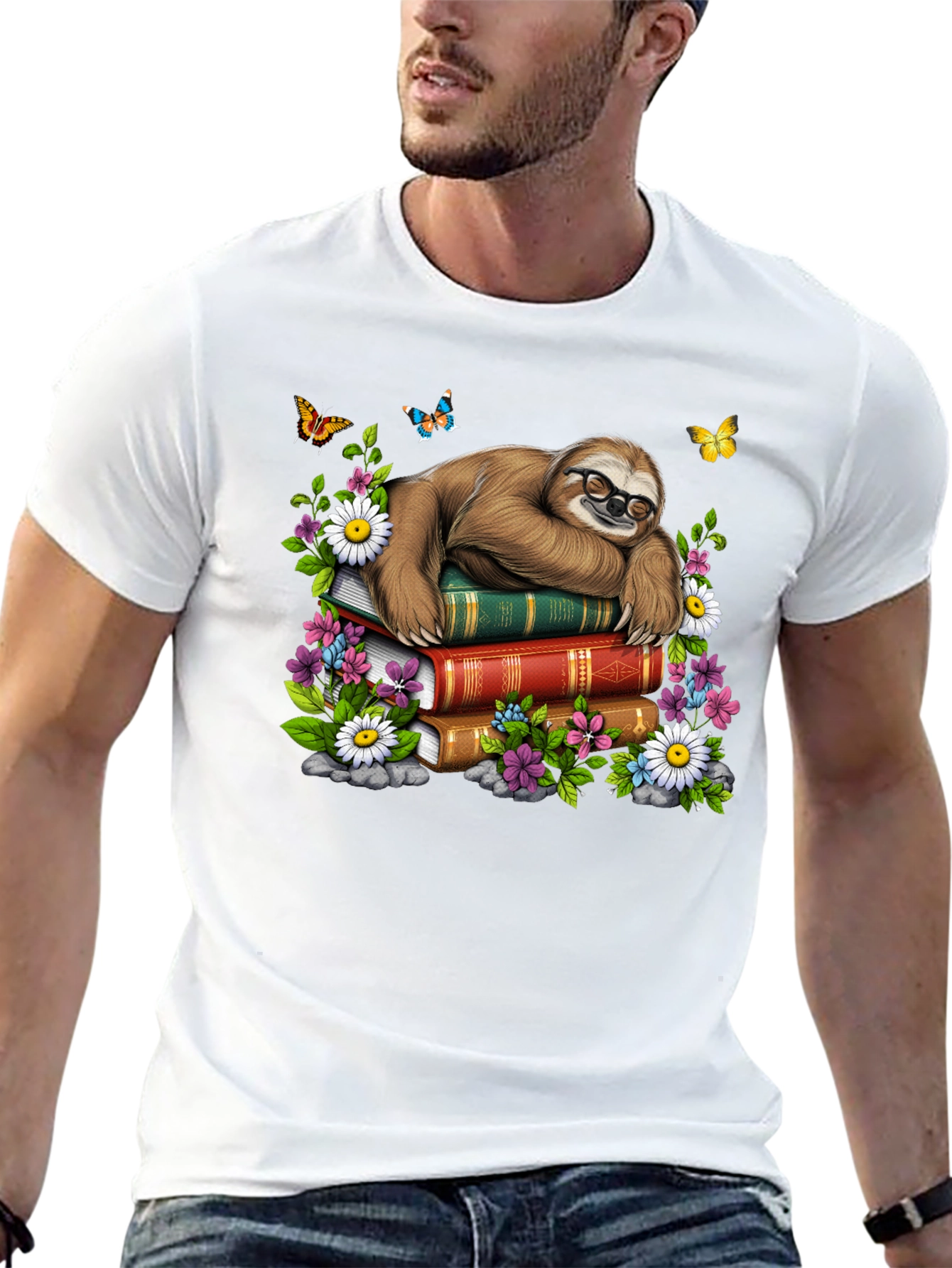 Sloth Reading Books T-Shirt