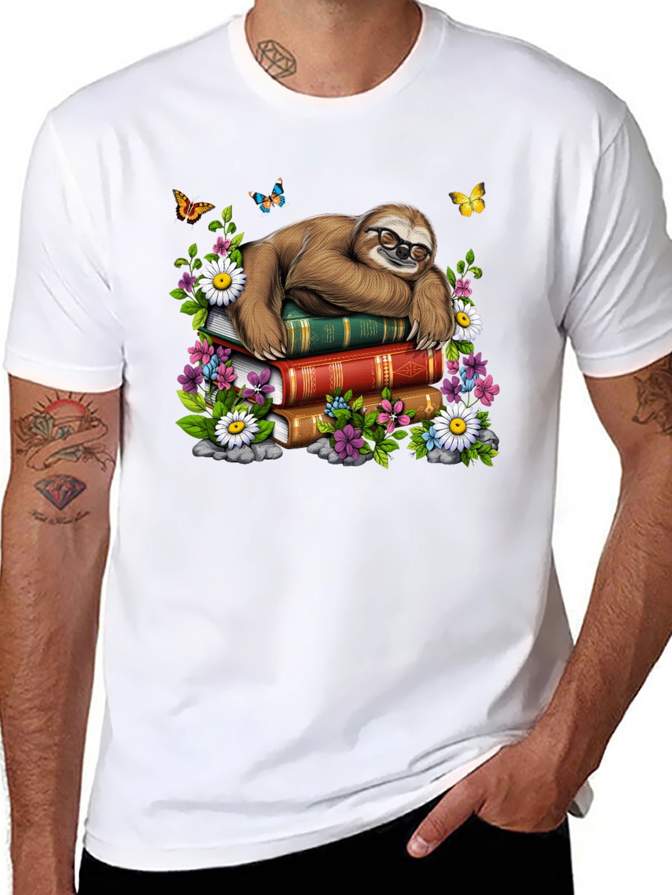 Sloth Reading Books T-Shirt